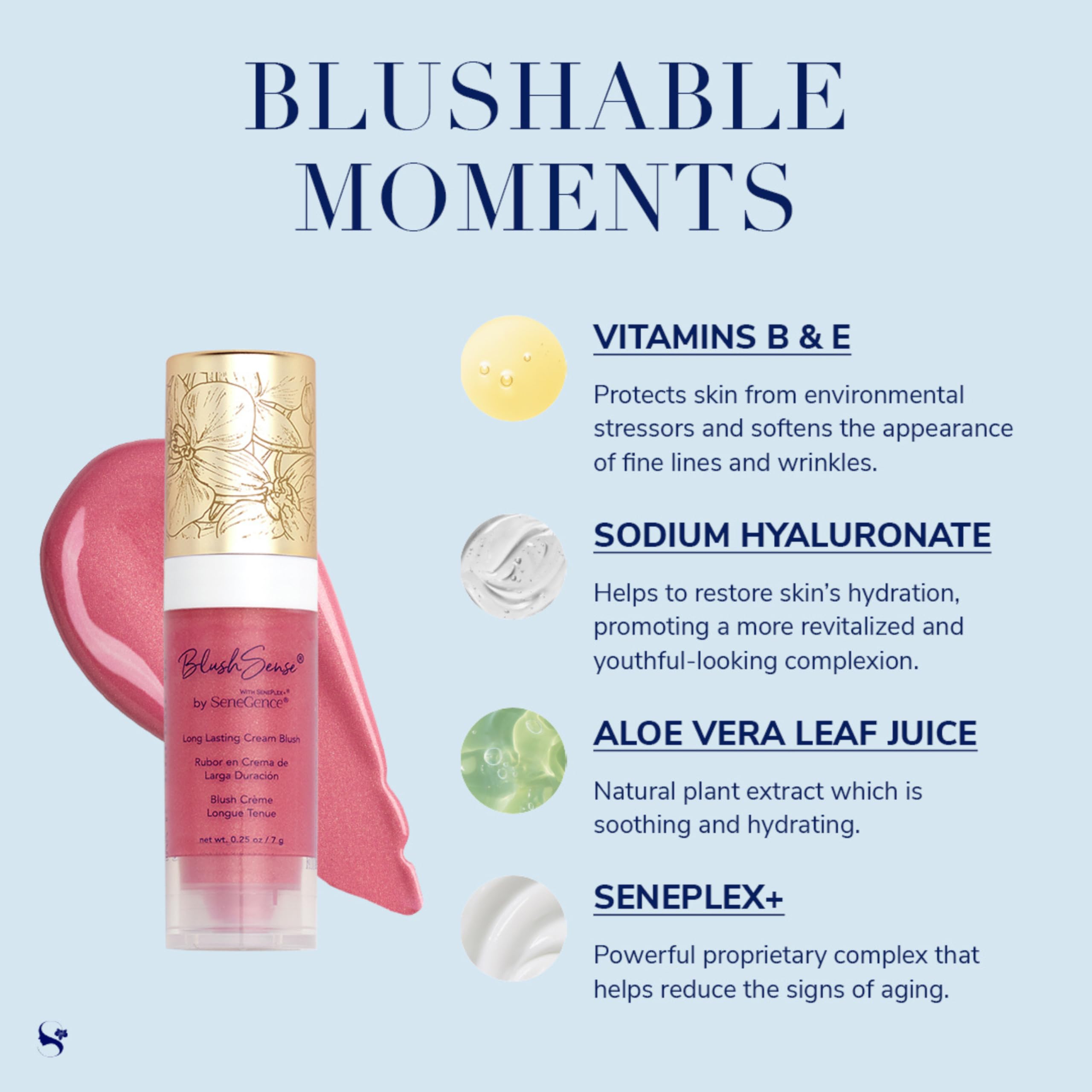 SeneGence BlushSense Cream Blush Pink Berry – Hydrating Buildable Color (0.25 oz)