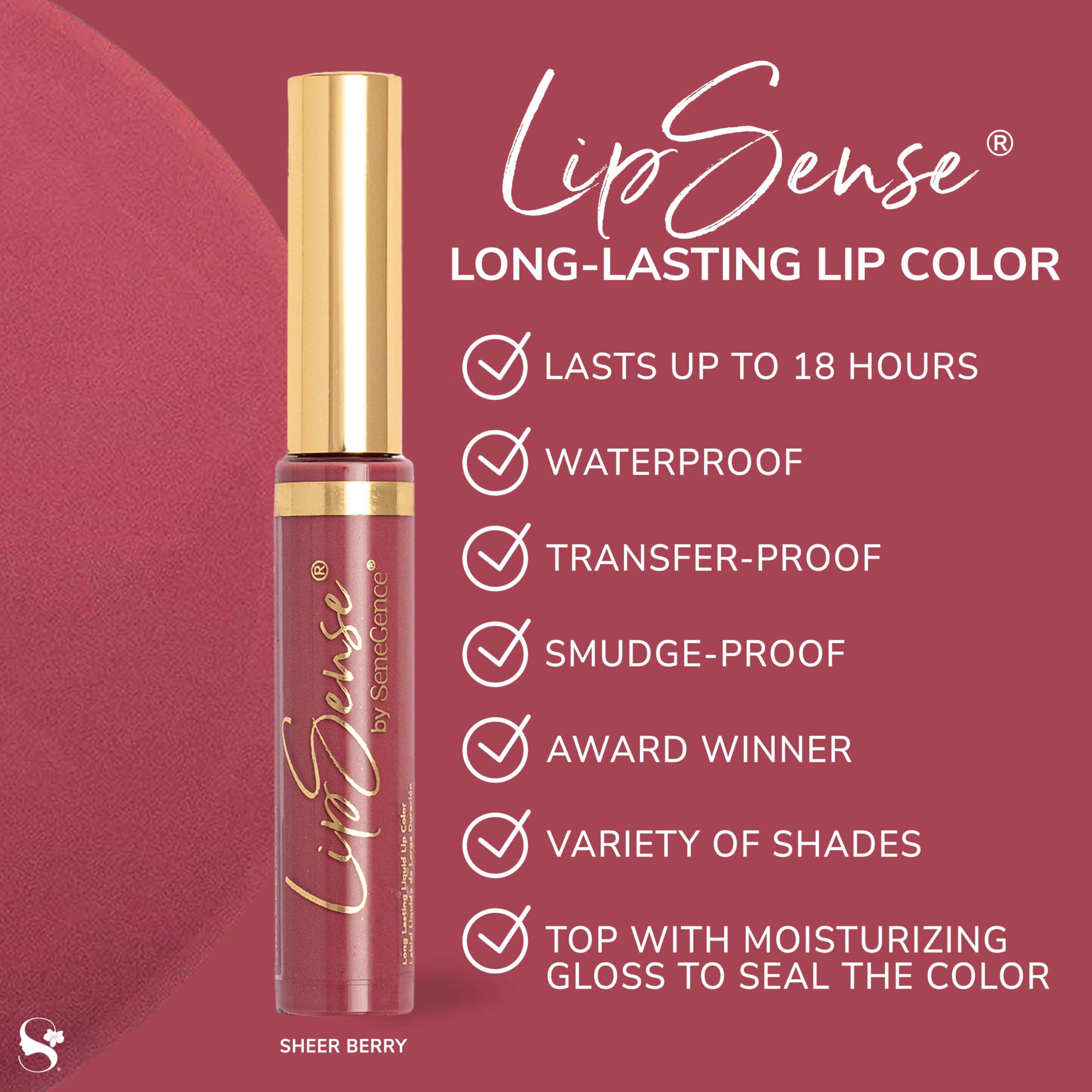SeneGence LipSense Long-Lasting Lipstick – 18-Hour Wear, Waterproof, Vegan, Paraben-Free