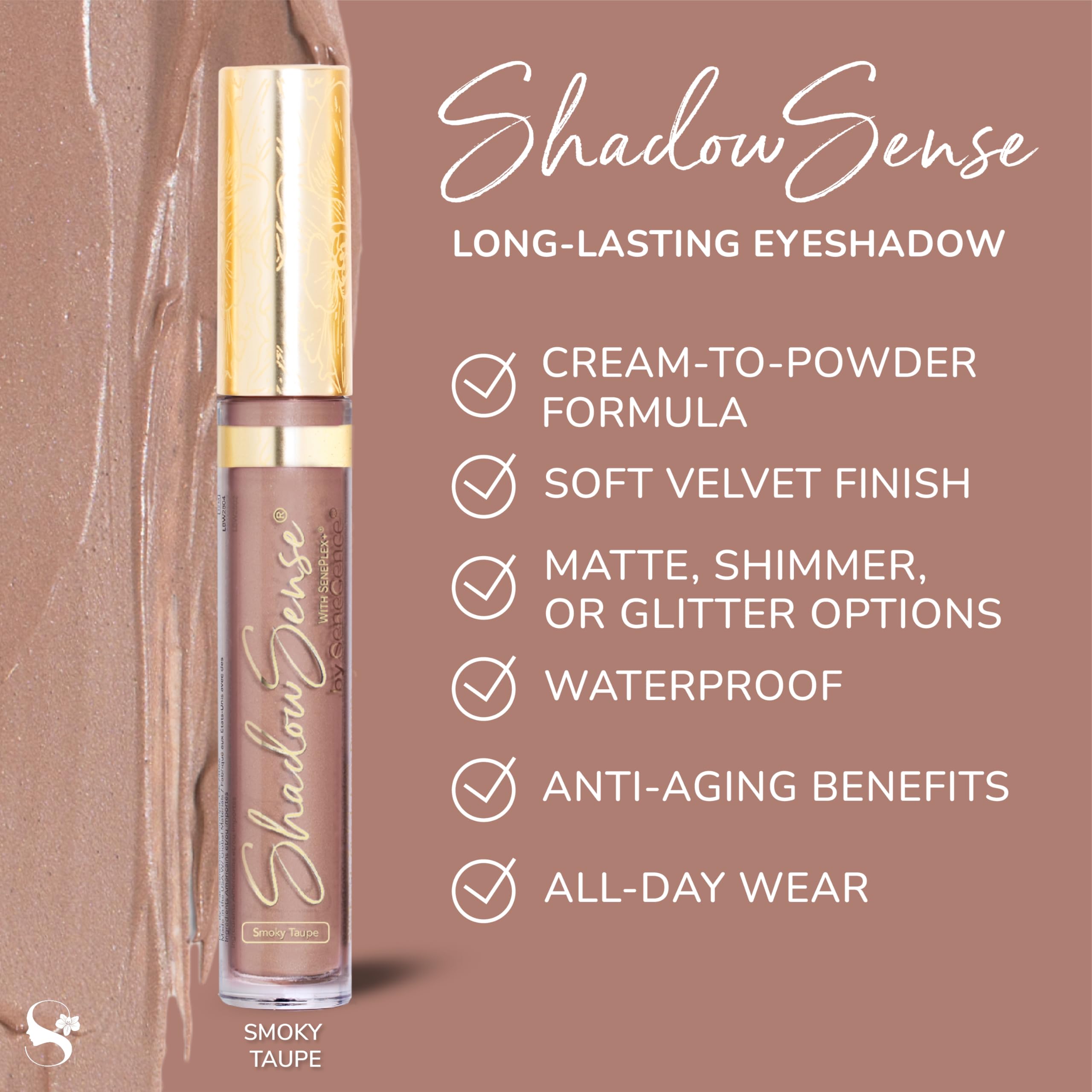 SeneGence ShadowSense EyeShadow Smoky Taupe – Cream-to-Powder, Waterproof