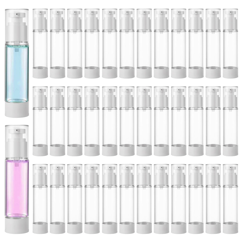 SENENQU 40-Pack 50ml Airless Pump Bottles – Refillable Travel Containers for Foundation, Moisturizer, Shampoo