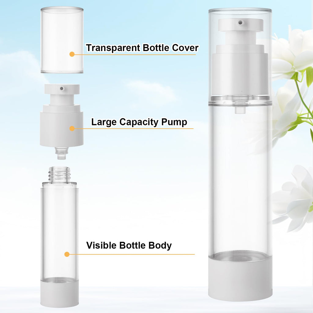 SENENQU 40-Pack 50ml Airless Pump Bottles – Refillable Travel Containers for Foundation, Moisturizer, Shampoo