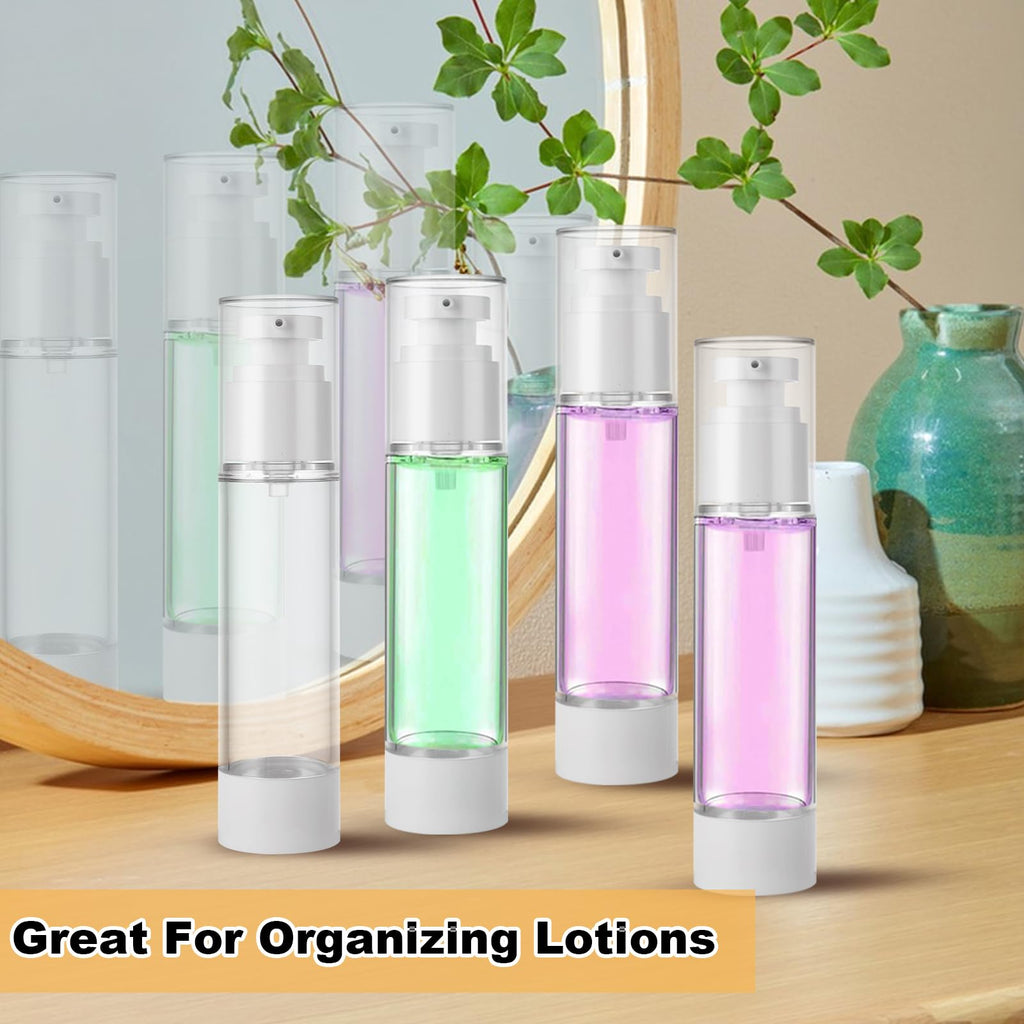 SENENQU 40-Pack 50ml Airless Pump Bottles – Refillable Travel Containers for Foundation, Moisturizer, Shampoo