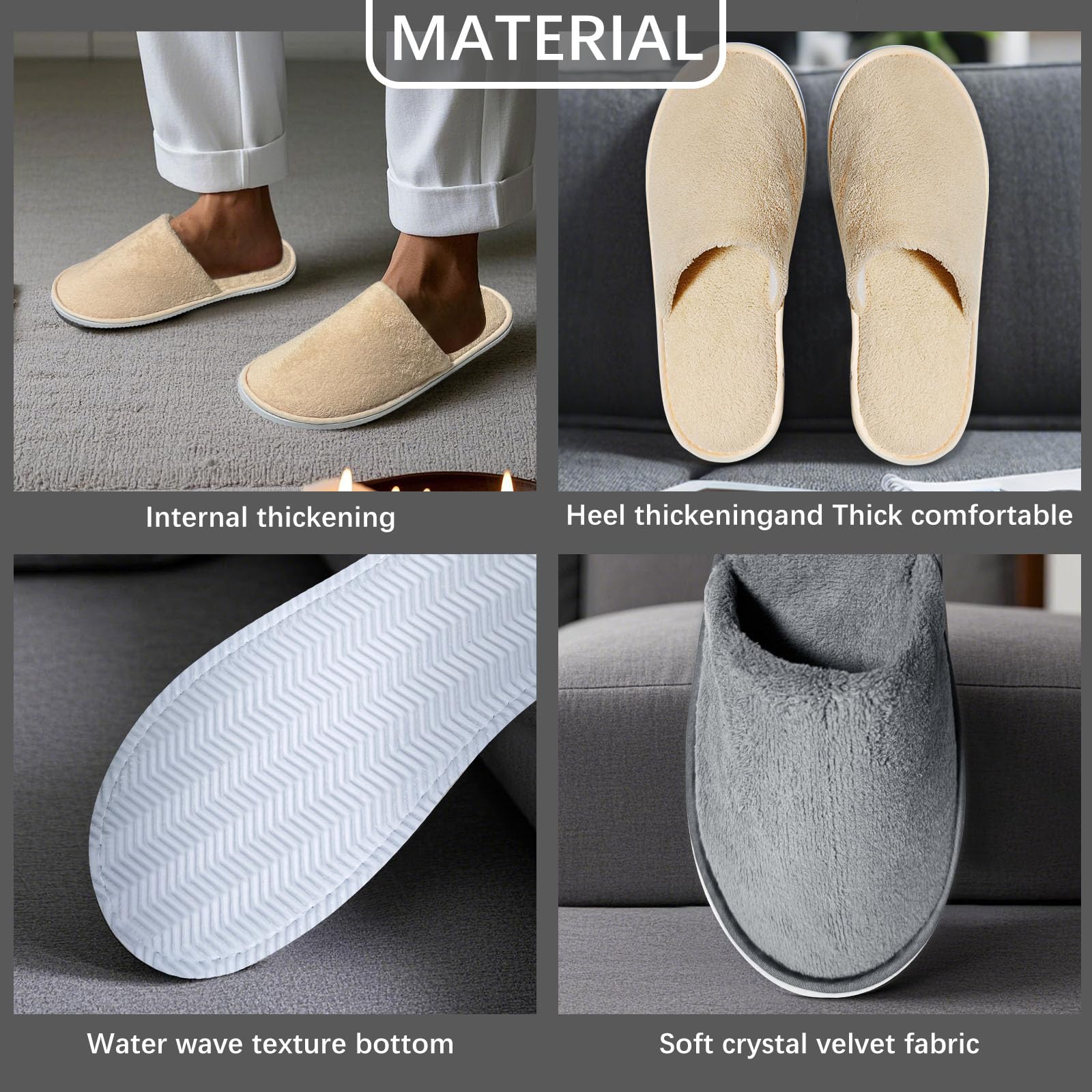 SENJUNSAFE 8 Pairs Guest Slippers – Disposable & Reusable (US Men 10 / Women 11)