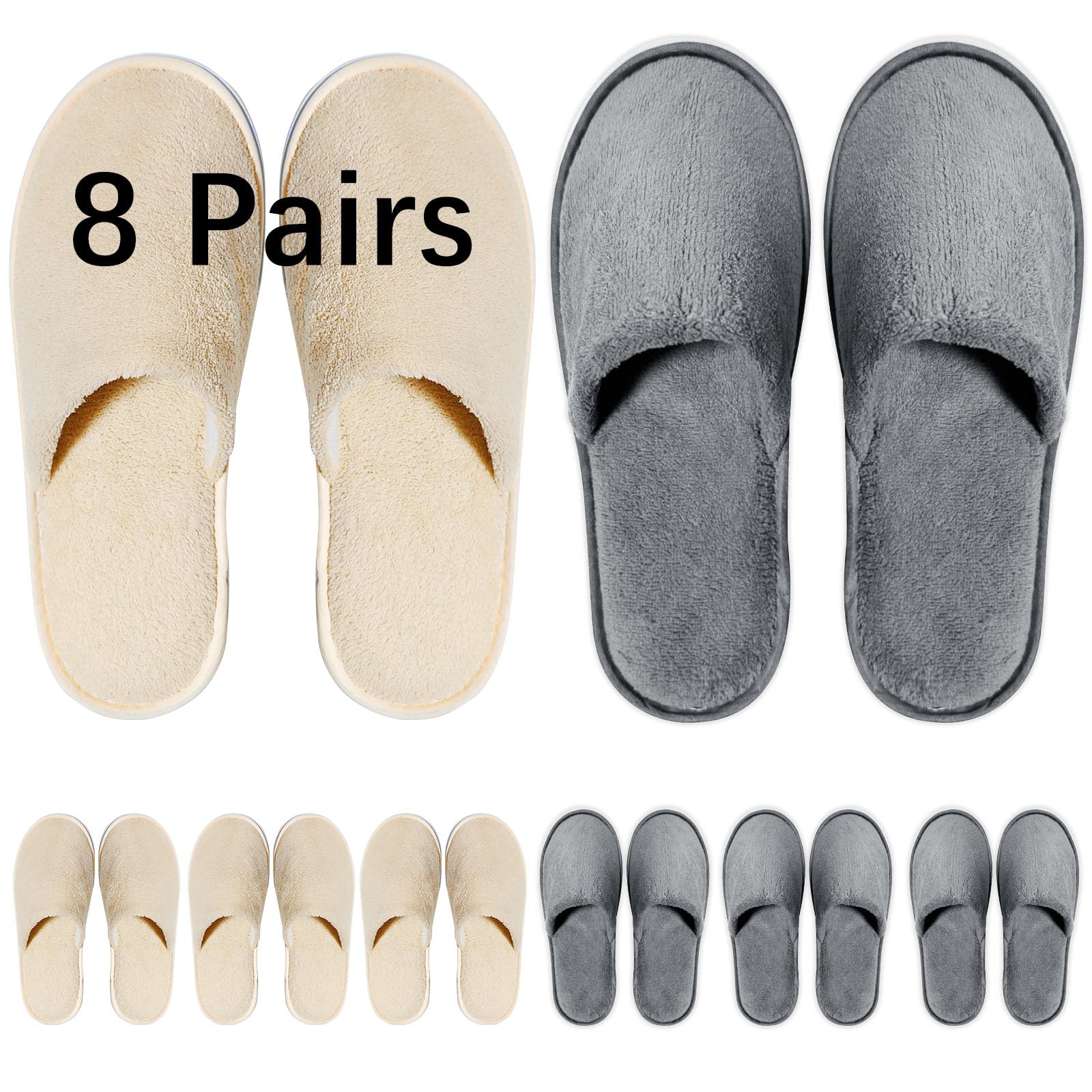 SENJUNSAFE 8 Pairs Guest Slippers – Disposable & Reusable (US Men 10 / Women 11)