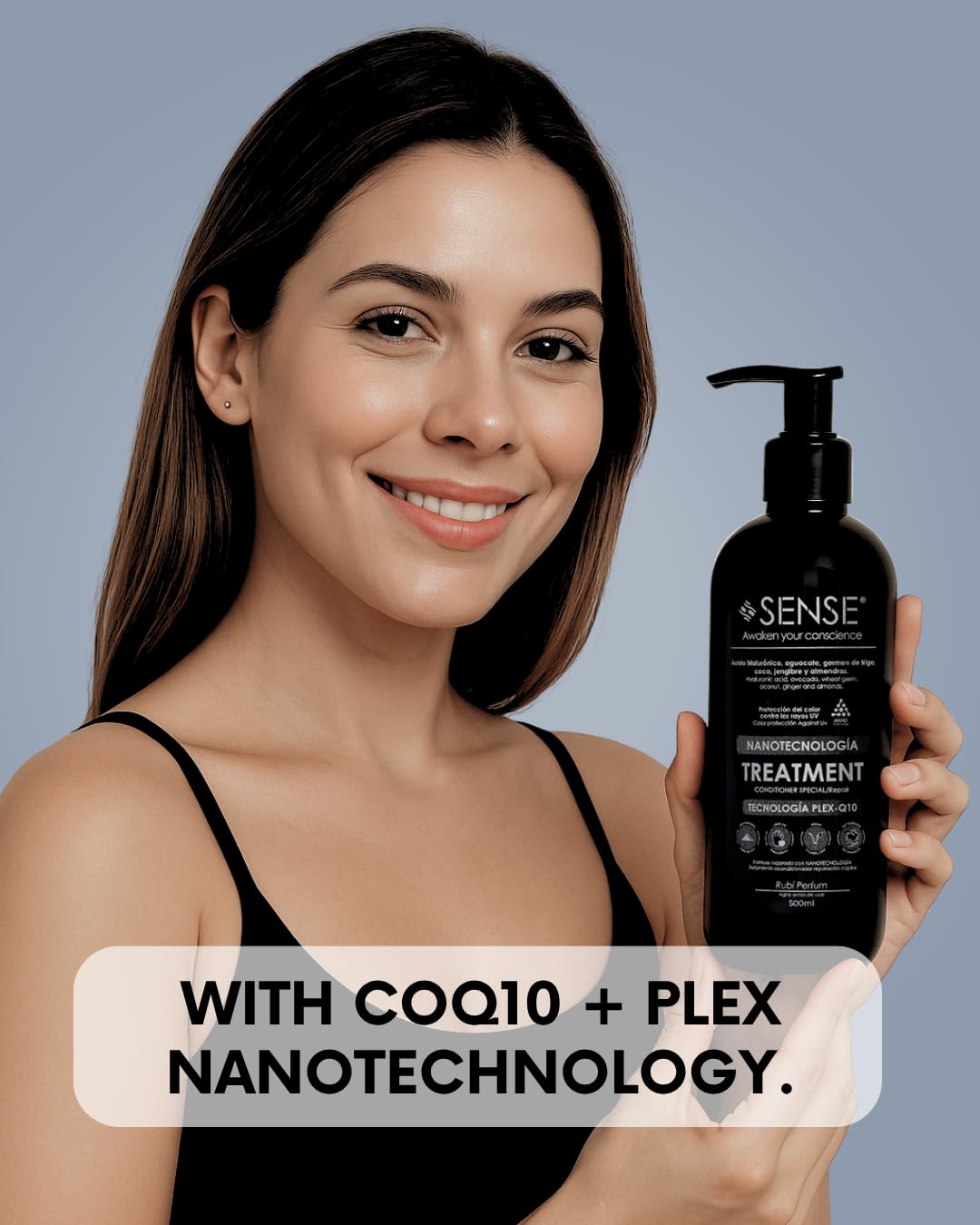 Sense Awaken Your Conscience Nanotech Plex Repair Conditioner – Bond Restoration with Hyaluronic Acid, Coconut & Q10 – Color-Safe