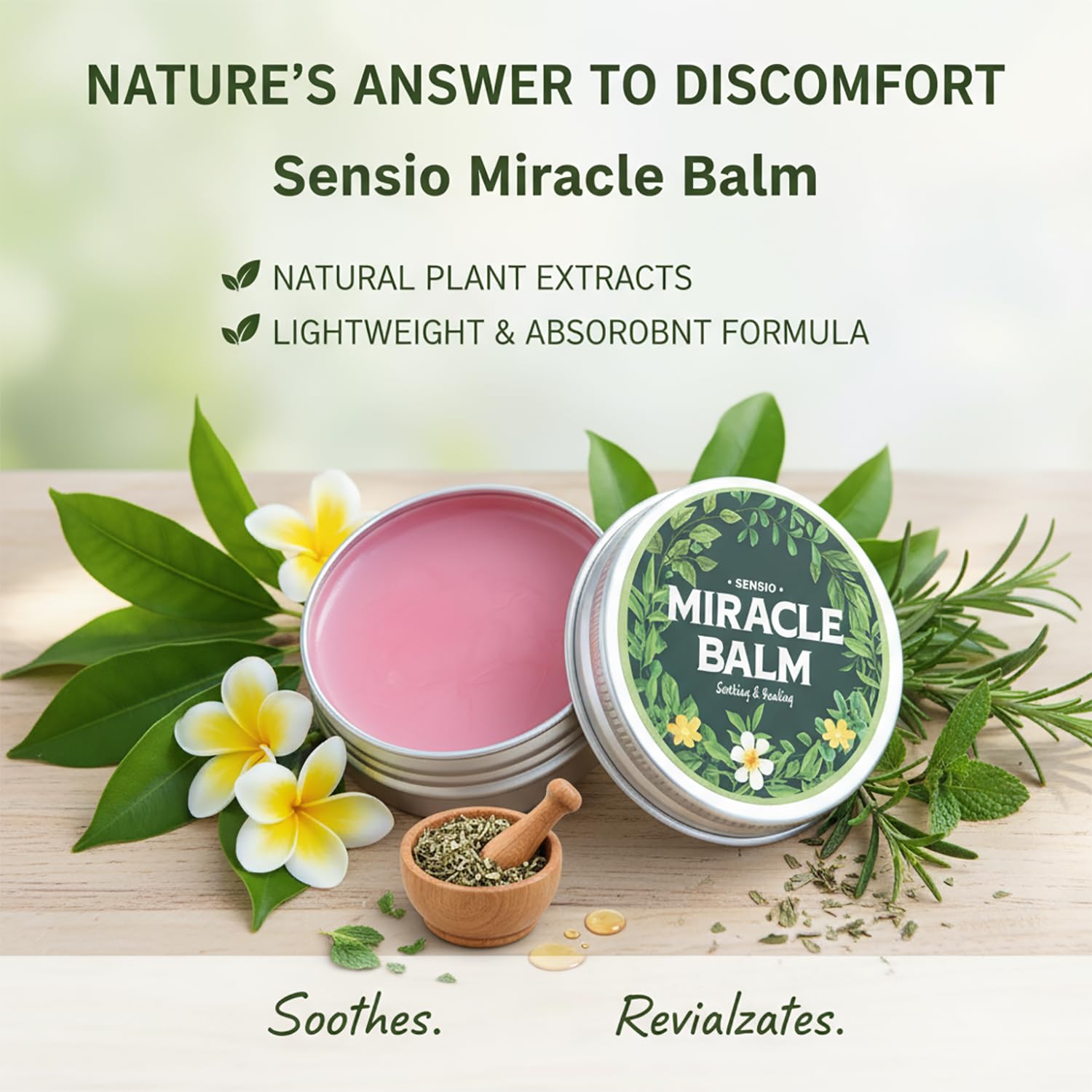 SENSIO MIRACLE Balm for Swollen Legs – 2 Pack Organic Miracle Balm | Natural Joint Comfort Cream
