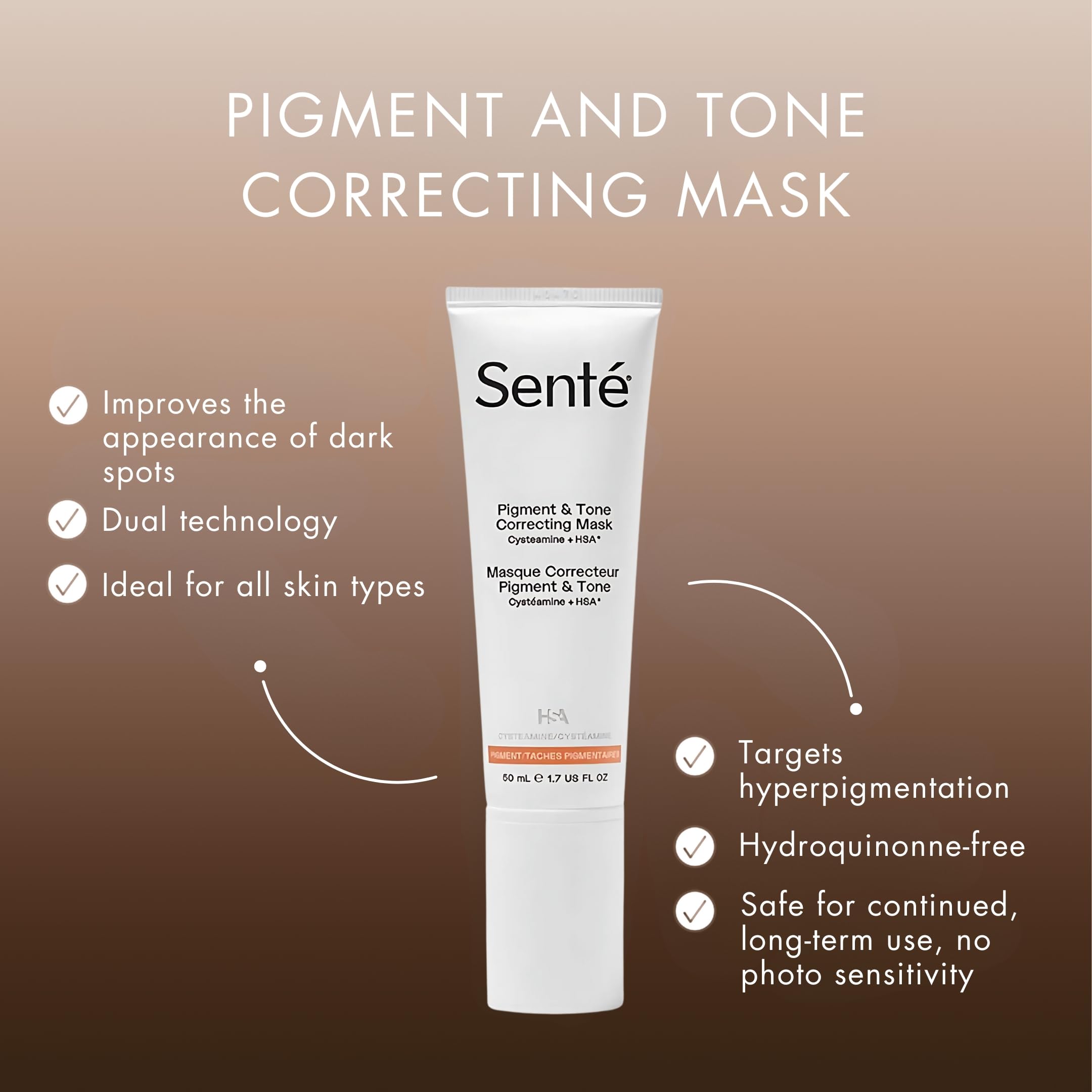 Sente Cysteamine HSA Pigment and Tone Corrector | Dark Spot Reduction & Even Skin Tone | 1.7 Fl Oz