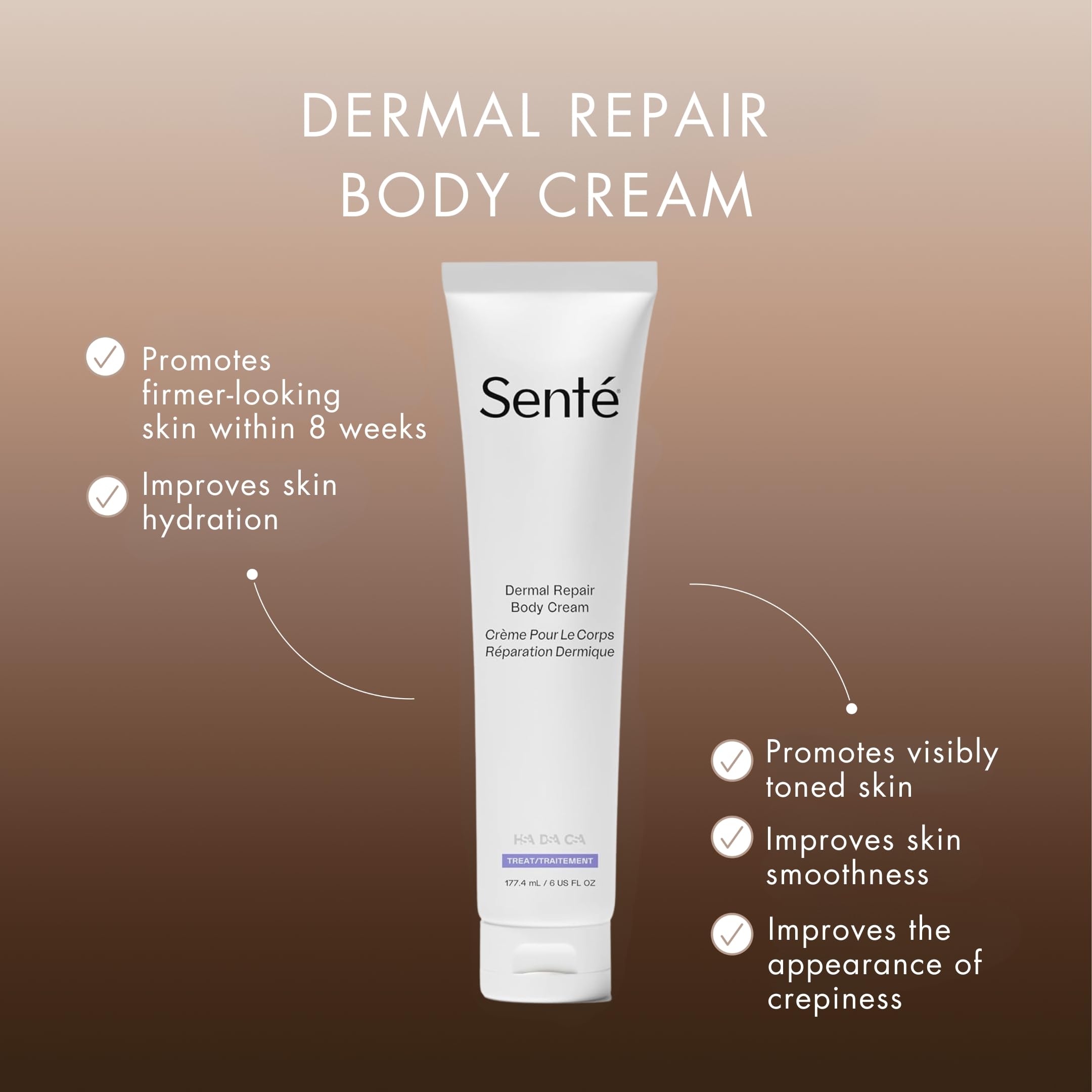 Sente Dermal Repair Body Cream | Restore Skin Barrier, Hydration & Firmer-Looking Skin | 6 oz