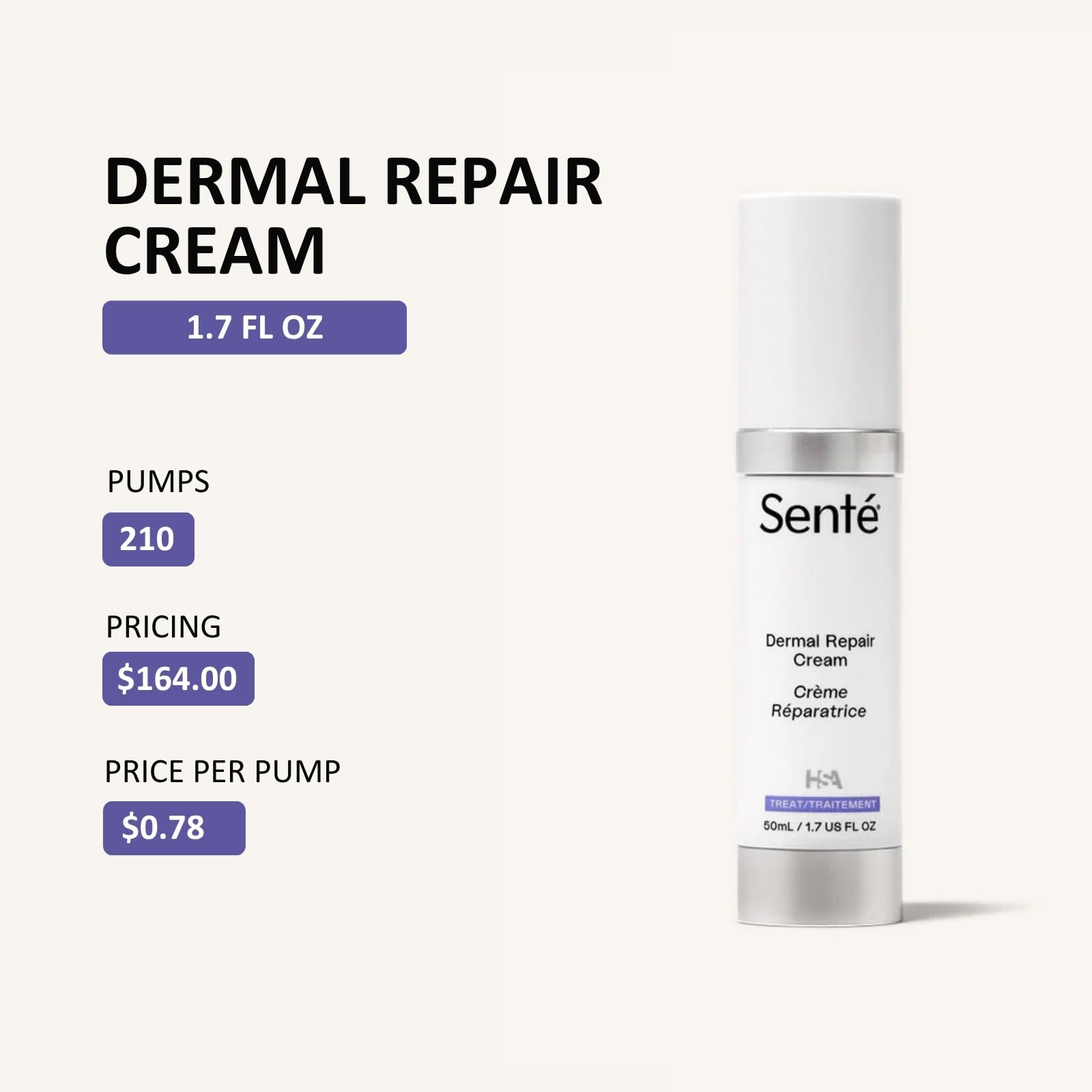 Sente Dermal Repair Facial Cream | Hydration & Soothing for Rosacea & Sensitive Skin