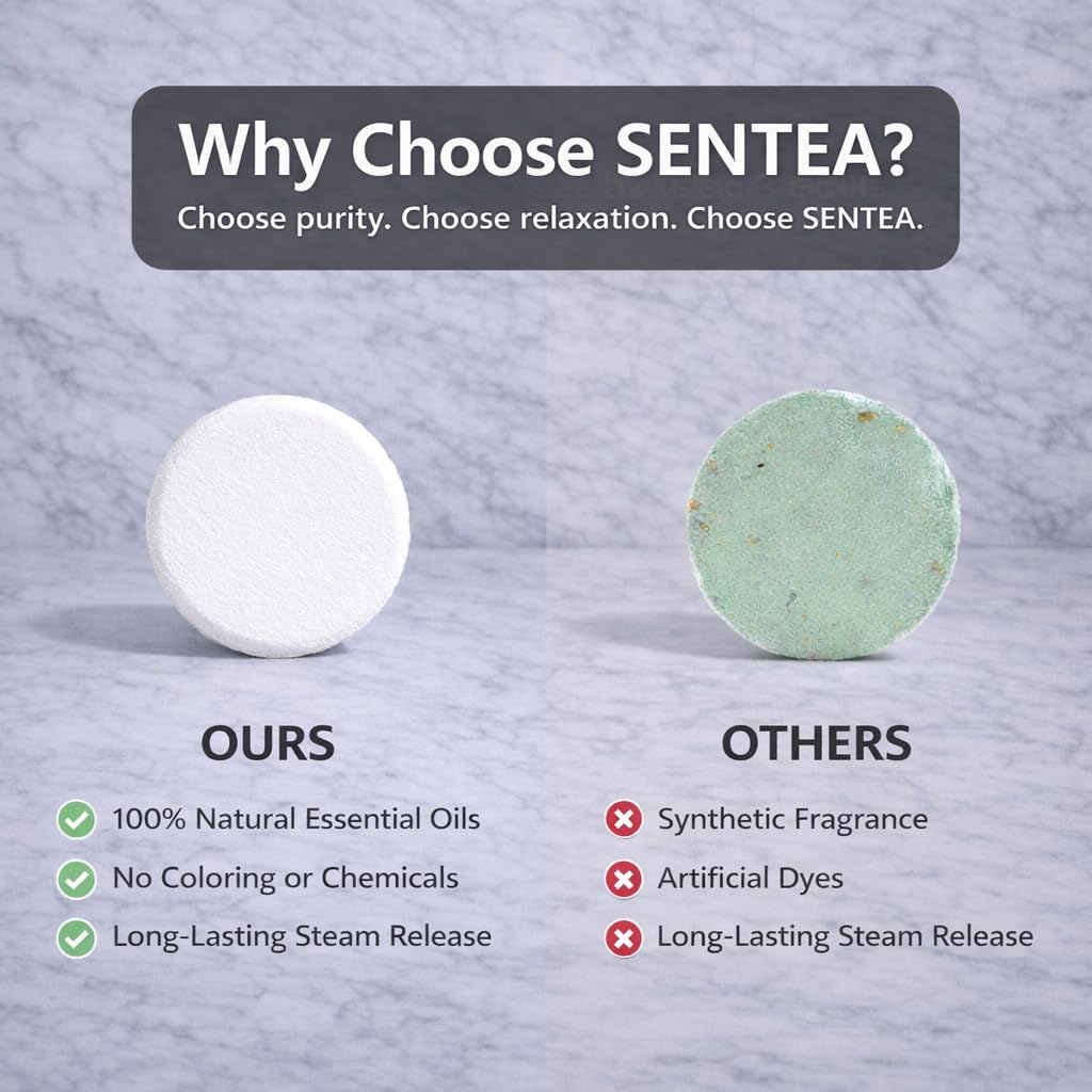SENTEA Shower Steamers Variety 15 Pack – Eucalyptus & Mint, Sweet Orange, Tea Tree, Bergamot, Lavender