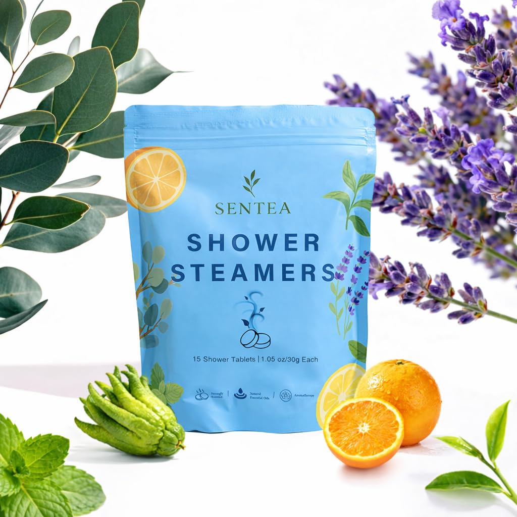 SENTEA Shower Steamers Variety 15 Pack – Eucalyptus & Mint, Sweet Orange, Tea Tree, Bergamot, Lavender
