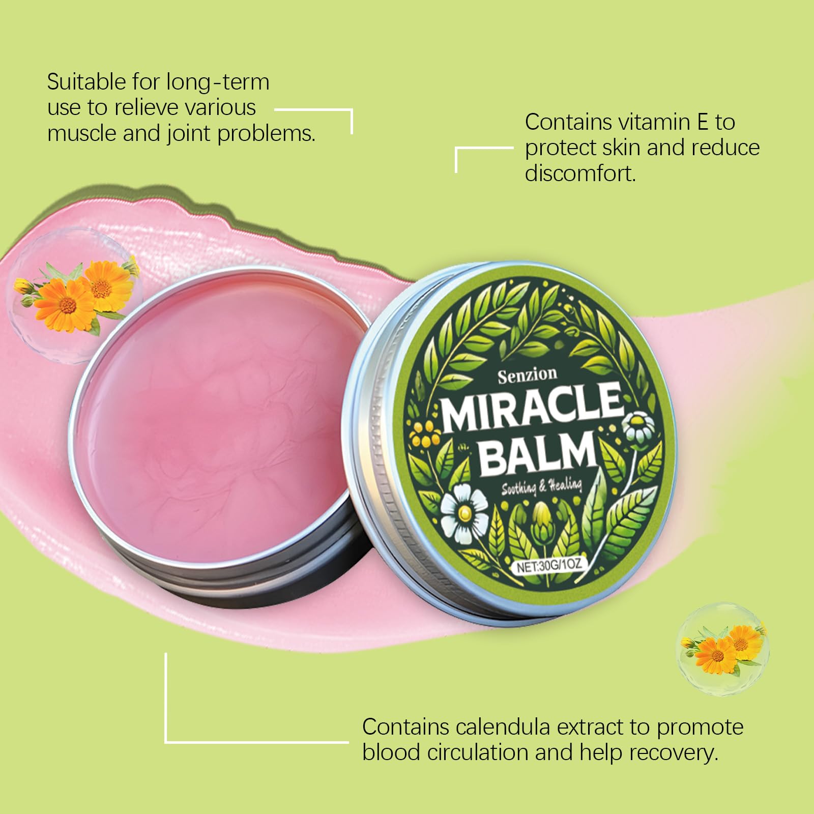 Senzion Miracle Balm – Organic 2-Pack for Relaxed, Comfortable Skin (Legs, Arms, Back)