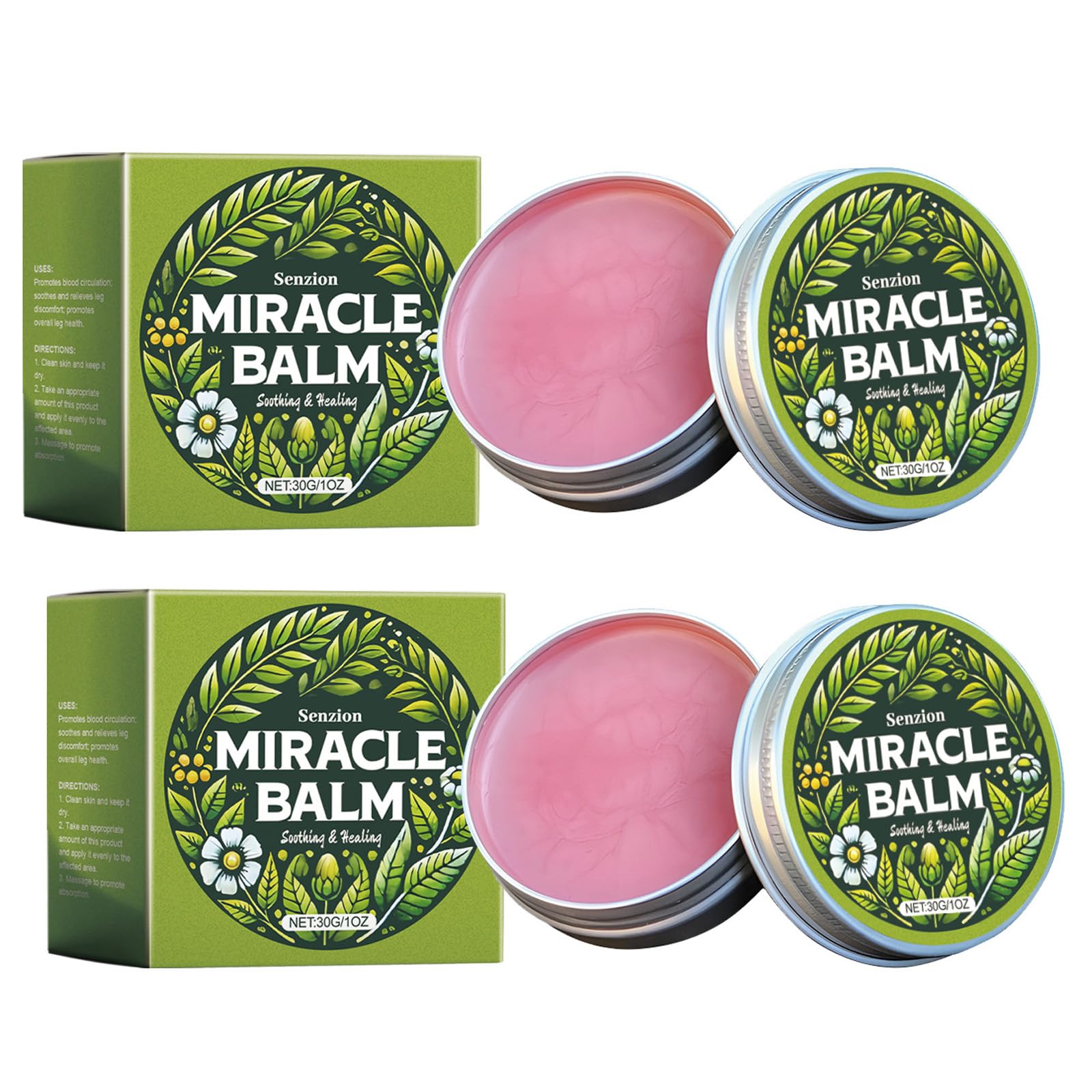Senzion Miracle Balm – Organic 2-Pack for Relaxed, Comfortable Skin (Legs, Arms, Back)