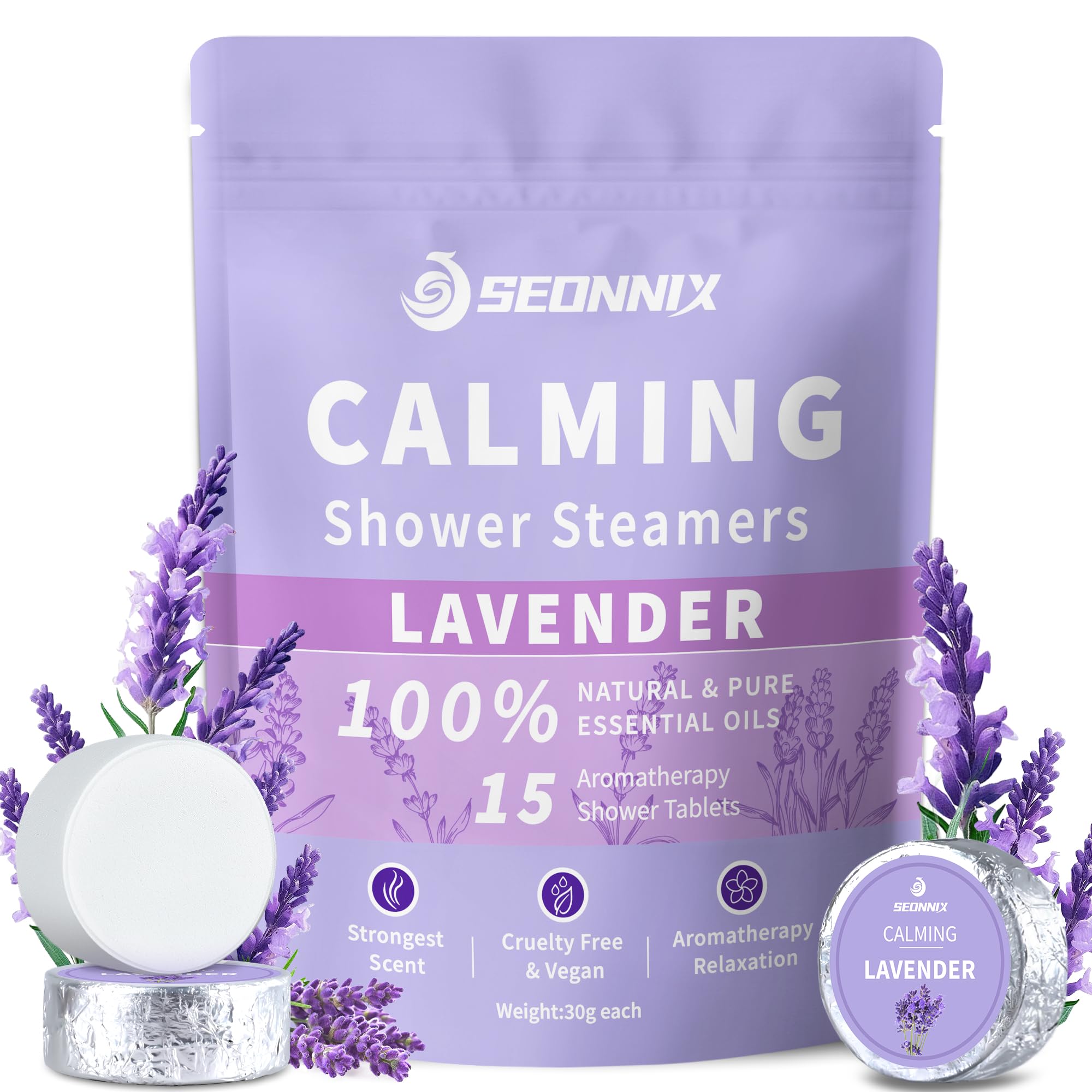 SEONNIX Shower Steamers Aromatherapy 15 Pack – Lavender, Stress Relief & Self-Care