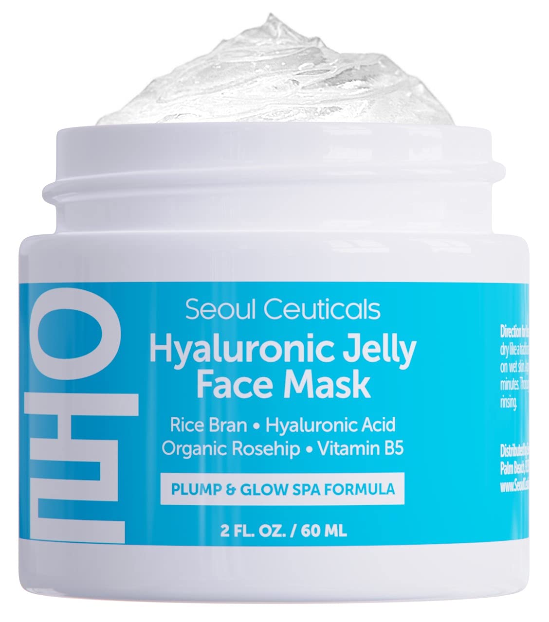 SeoulCeuticals Korean Skin Care Hyaluronic Acid Jelly Mask – Rice Bran, Vitamin B5, Rosehip (2 oz)