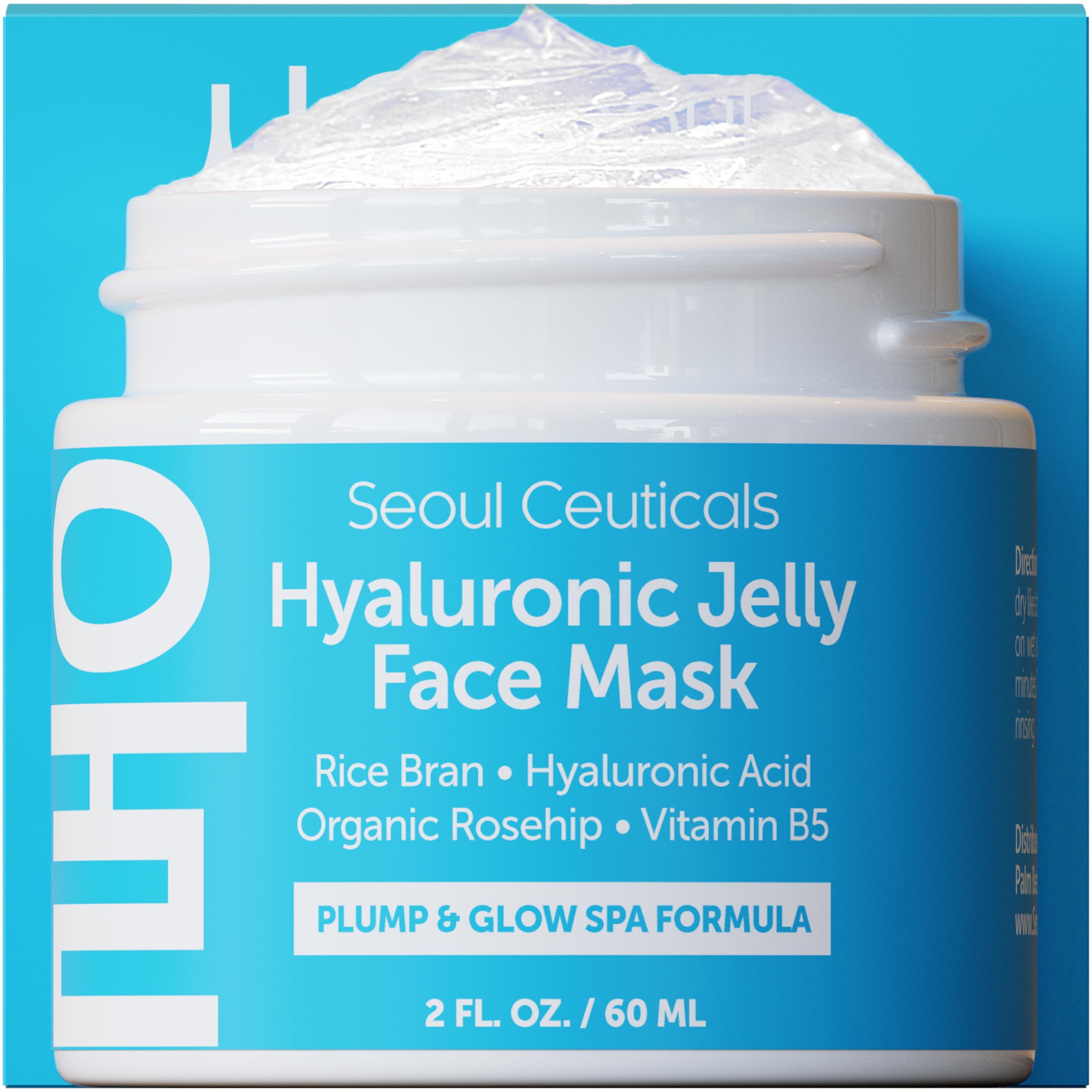 SeoulCeuticals Korean Skin Care Hyaluronic Acid Jelly Mask – Rice Bran, Vitamin B5, Rosehip (2 oz)
