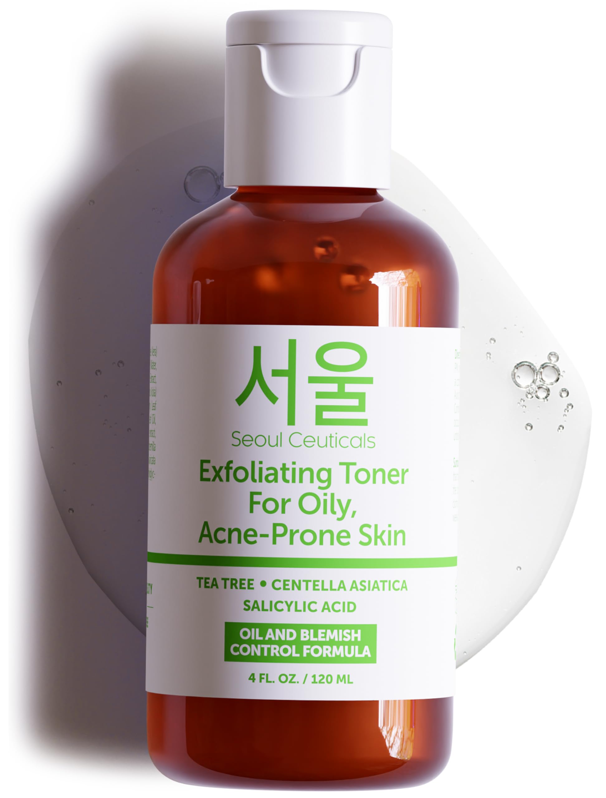 SeoulCeuticals Korean Toner for Oily Acne-Prone Skin – Tea Tree, Centella, Salicylic Acid | 4 fl oz