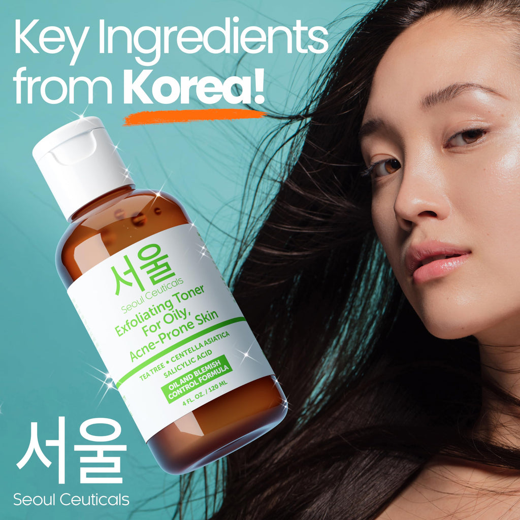 SeoulCeuticals Korean Toner for Oily Acne-Prone Skin – Tea Tree, Centella, Salicylic Acid | 4 fl oz