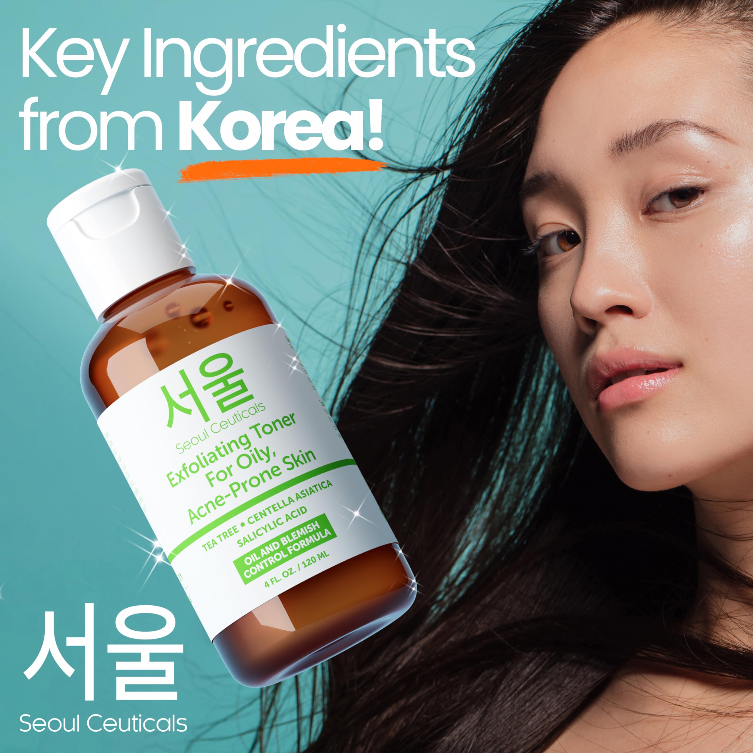 SeoulCeuticals Korean Toner for Oily Acne-Prone Skin – Tea Tree, Centella, Salicylic Acid | 4 fl oz