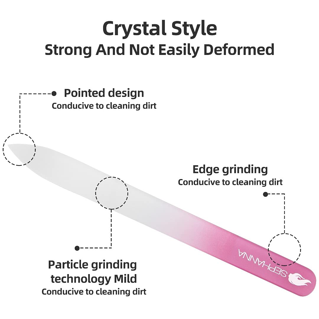 SEPHANNA Premium Crystal Glass Nail File – Double-Sided, Portable with Case (Unisex)