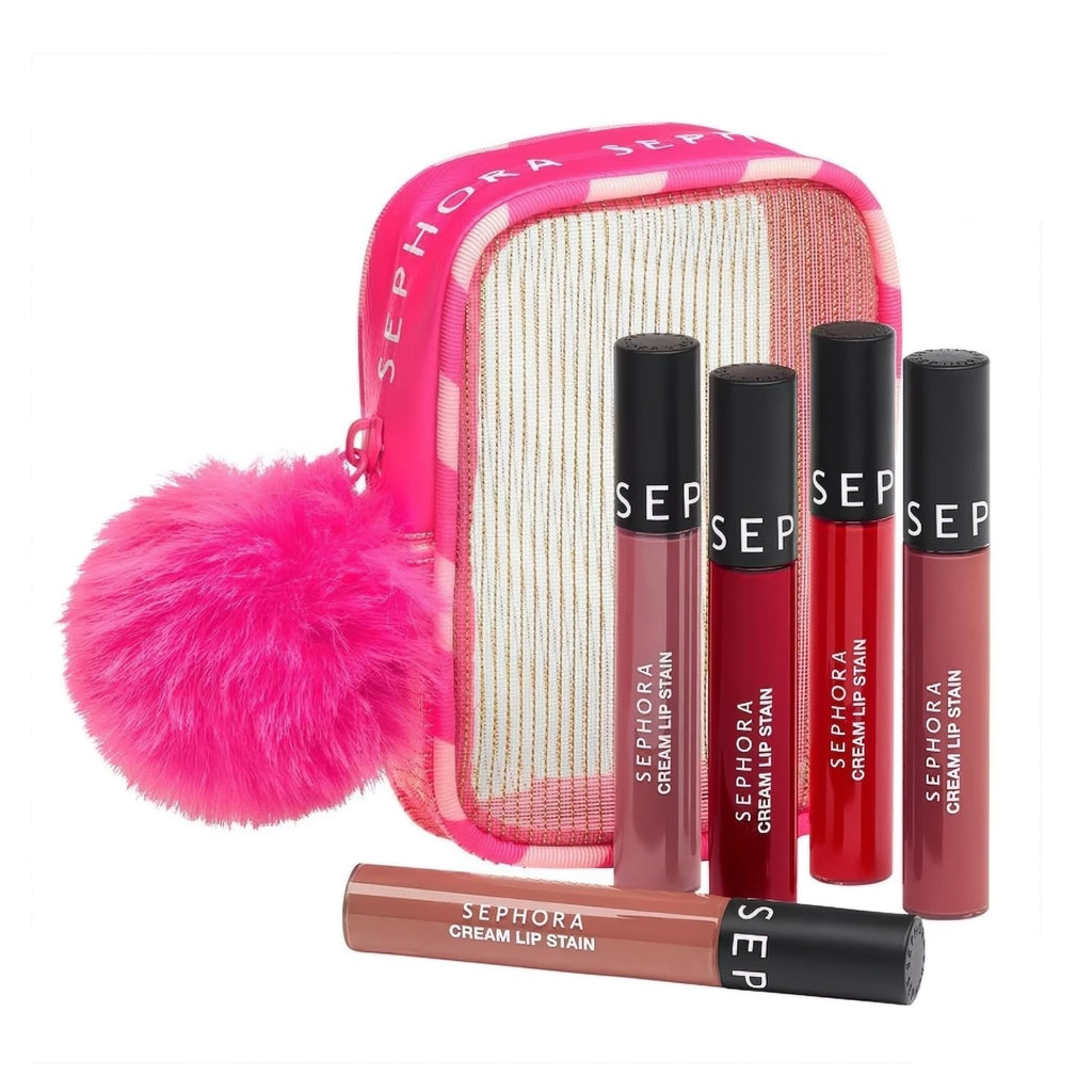 SEPHORA Collection 5-Piece Cream Lip Stain Gift Set — 01 Always Red, 13 Marvelous Mauve, 94 Cherry Moon, 122 Casual Peach, Winter Rose
