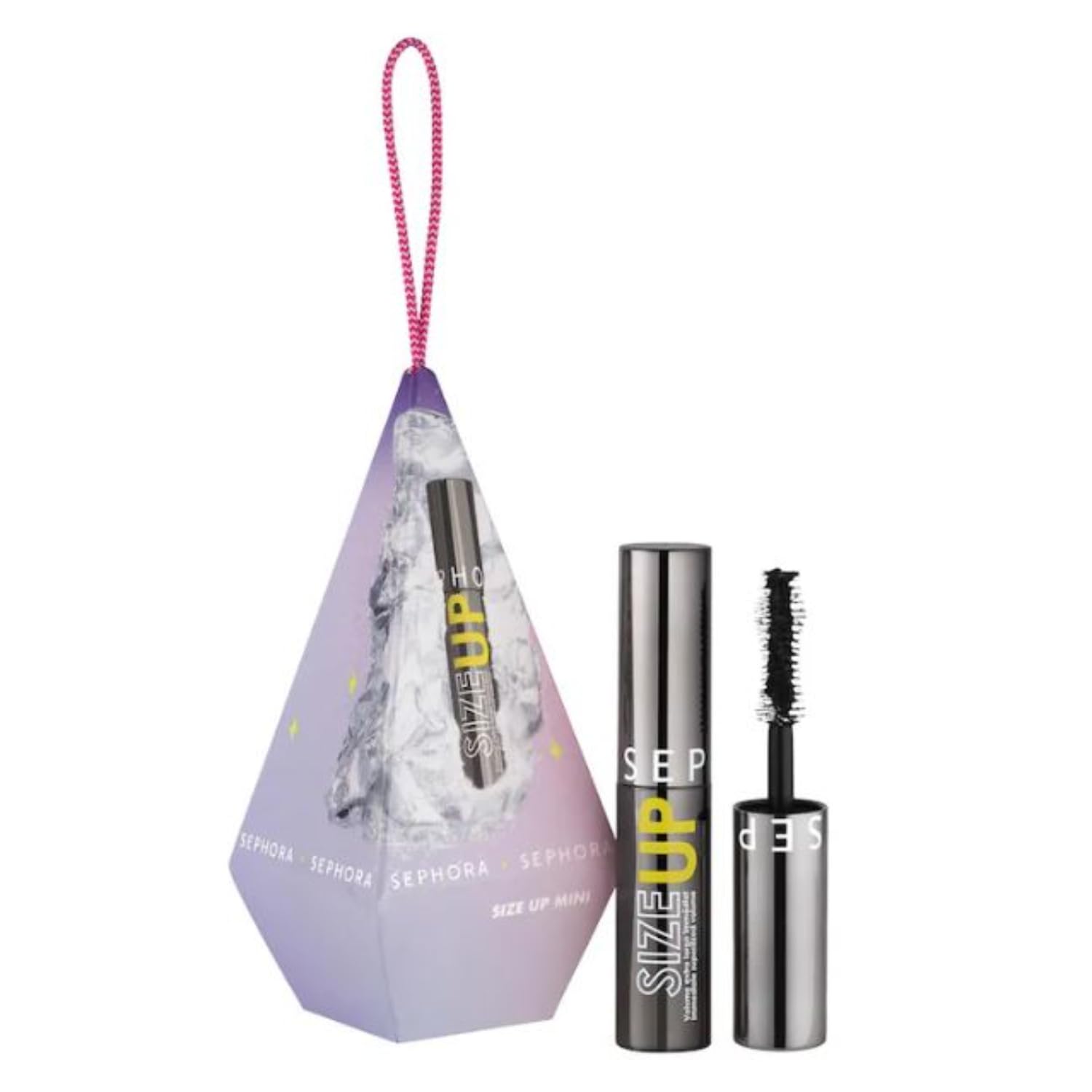 Sephora Favorites Mini Size Up Mascara in Holiday Ornament Box – Travel Size 0.16 oz (5 mL)