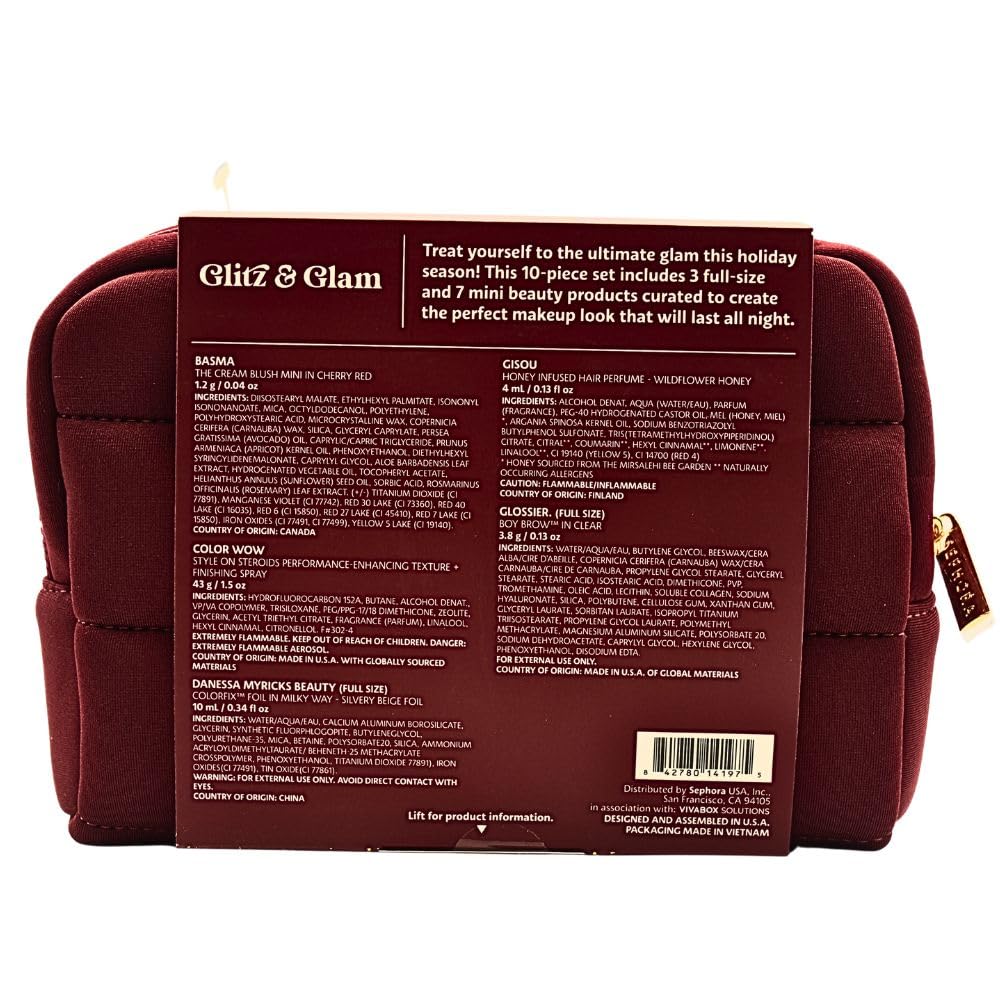 Sephora Glitz & Glam 10-Piece Holiday Gift Set – Makeup, Hair & Skincare Essentials