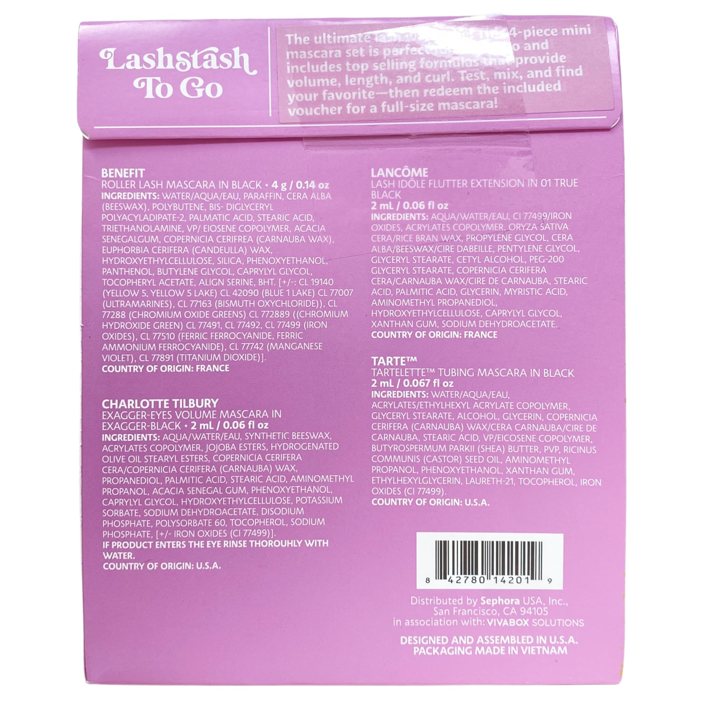 SEPHORA LashStash To Go Limited Edition 4-Piece Mini Mascara Set | On-The-Go Lash Wardrobe