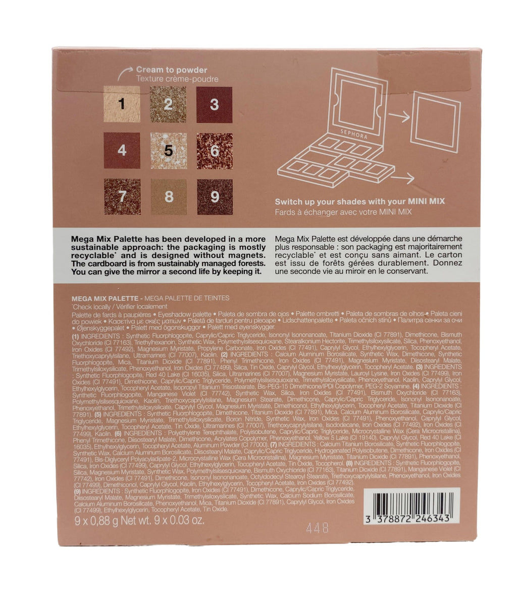 SEPHORA COLLECTION Mega Mix Eyeshadow Palette – Rebellious Rosey Nude (0.27 oz) | 9-Color Trio