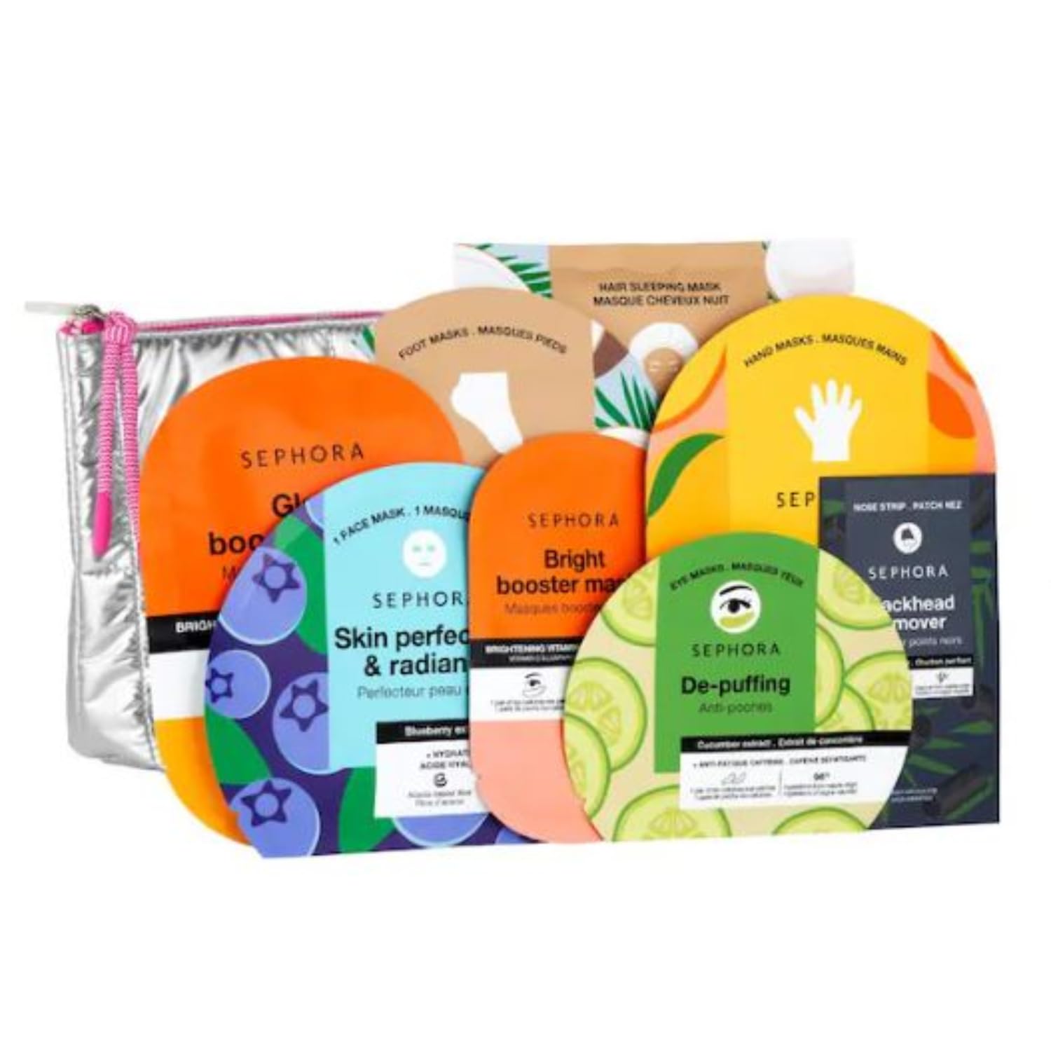 SEPHORA Favorites Moving Lights Collection — Limited Edition 8 Face & Body Masks in Silver Pouch