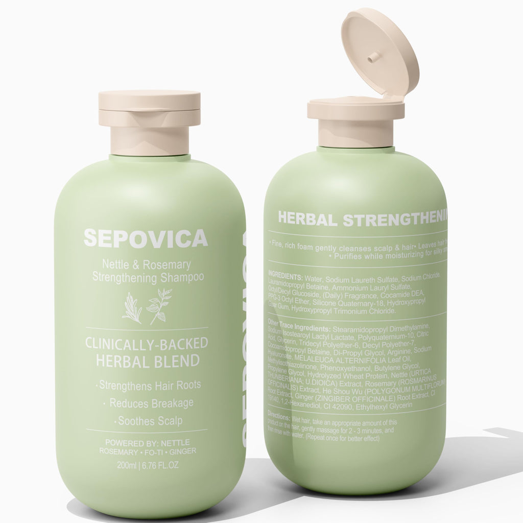 SEPOVICA Nettle & Rosemary Shampoo – Hair Growth, Thinning Hair & Oil Control | Volumizing, Paraben Free (6.76 fl oz)