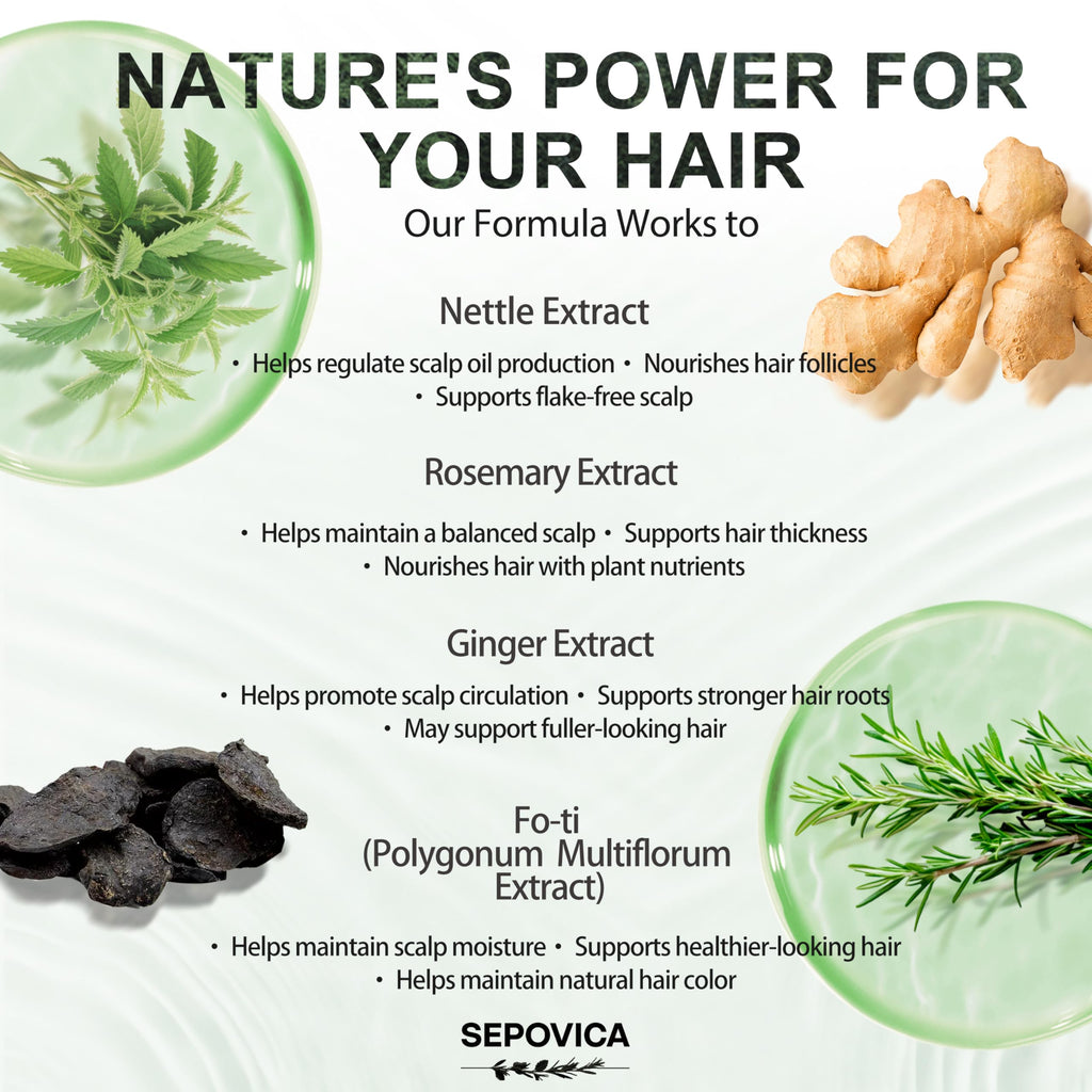 SEPOVICA Nettle & Rosemary Shampoo – Hair Growth, Thinning Hair & Oil Control | Volumizing, Paraben Free (6.76 fl oz)