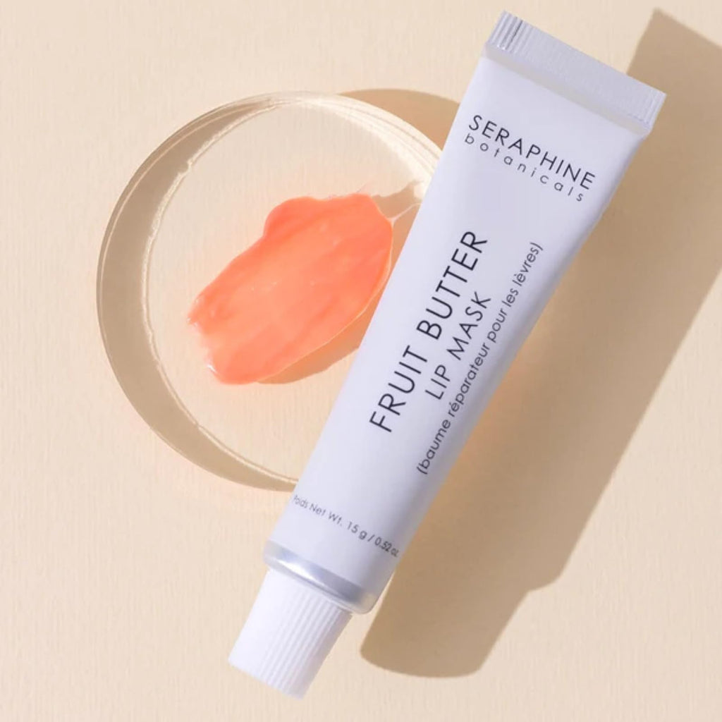 Seraphine Botanicals Fruit Butter Restorative Lip Mask Overnight Gel Balm – Peach Nectar, 0.51 oz