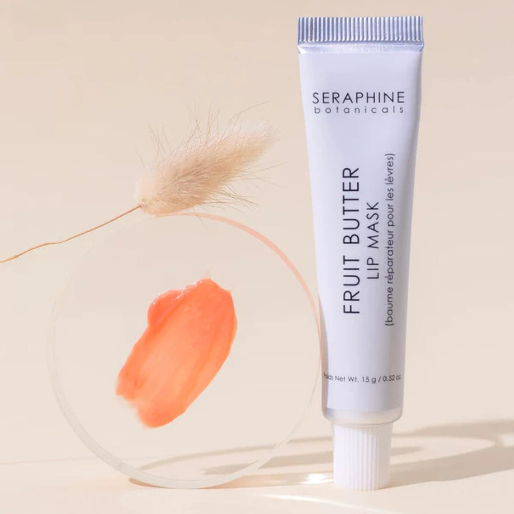 Seraphine Botanicals Fruit Butter Restorative Lip Mask Overnight Gel Balm – Peach Nectar, 0.51 oz