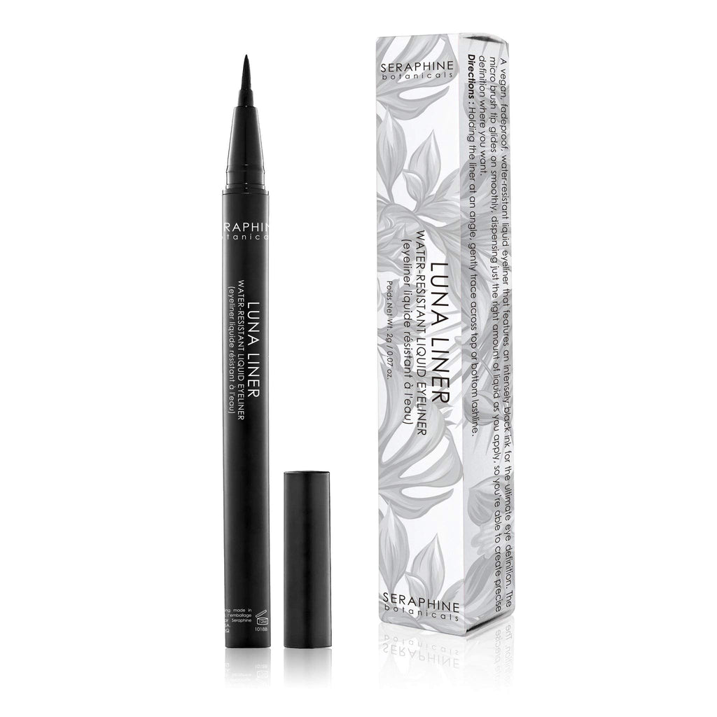 Seraphine Botanicals Luna Waterproof Liquid Eye Liner – Ultra-Fine Tip, Smudge-Resistant