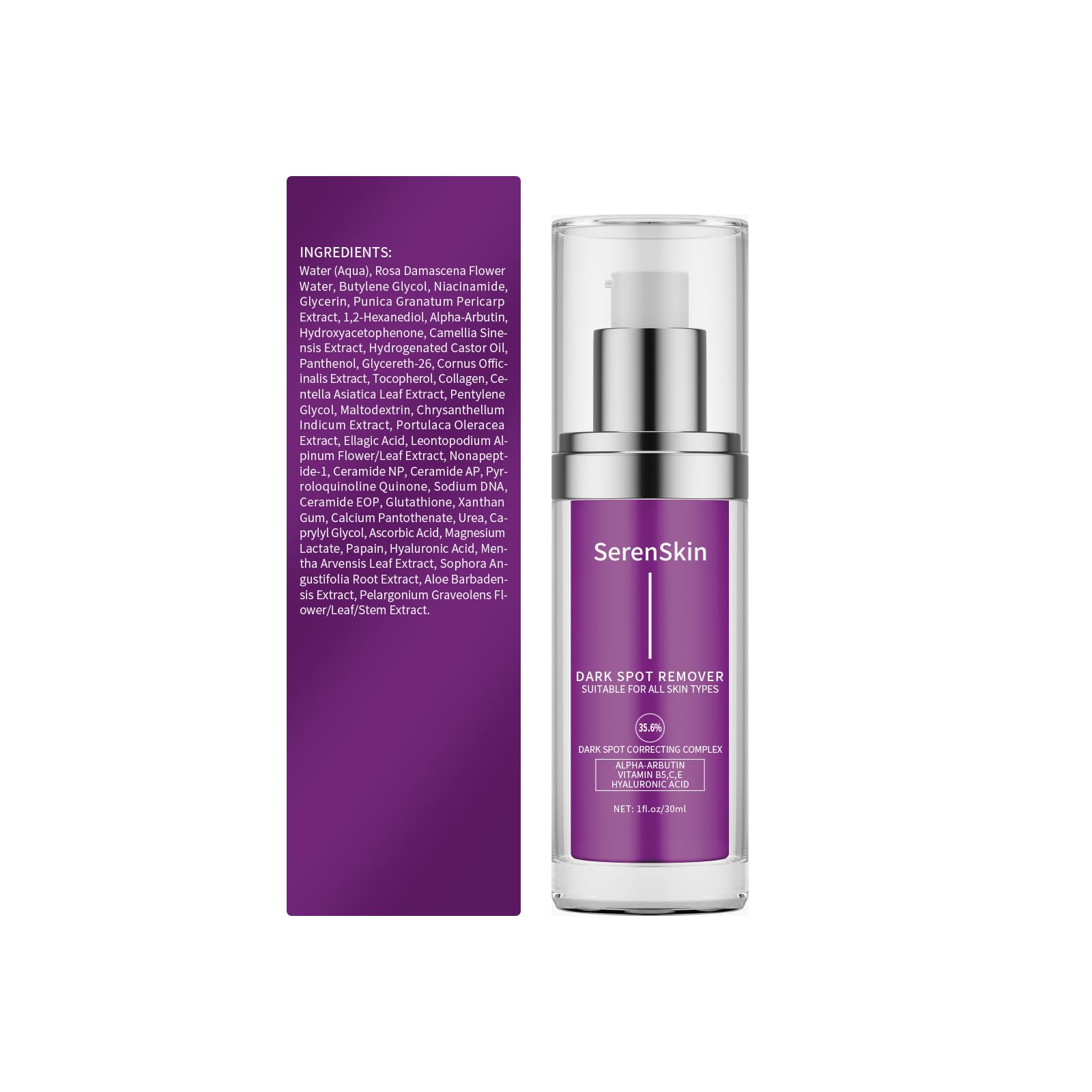 SerenSkin Dark Spot Remover Serum for Face & Body – 1 fl oz | 35.6% Brightening Complex