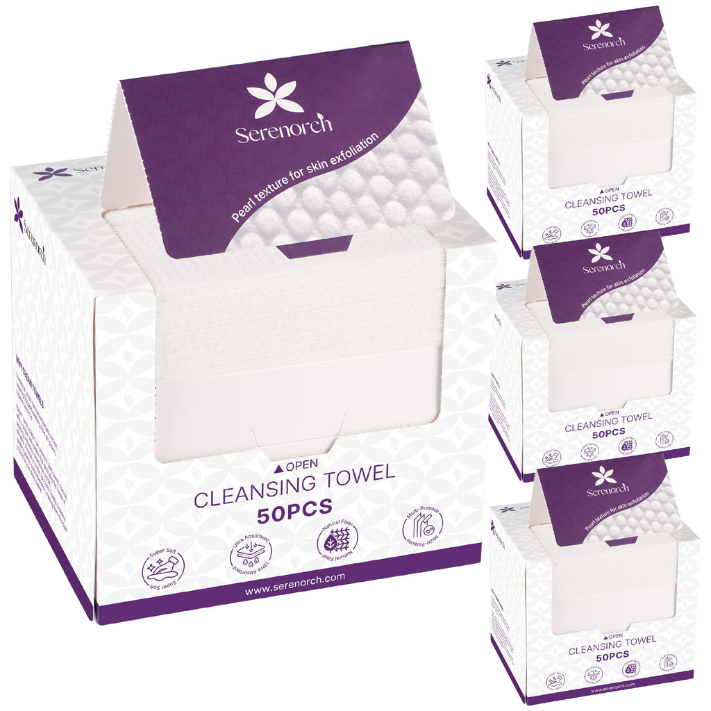 Serenorch Disposable Face Towels 10x12 — Pearl Texture, Ultra Soft, 200 Count