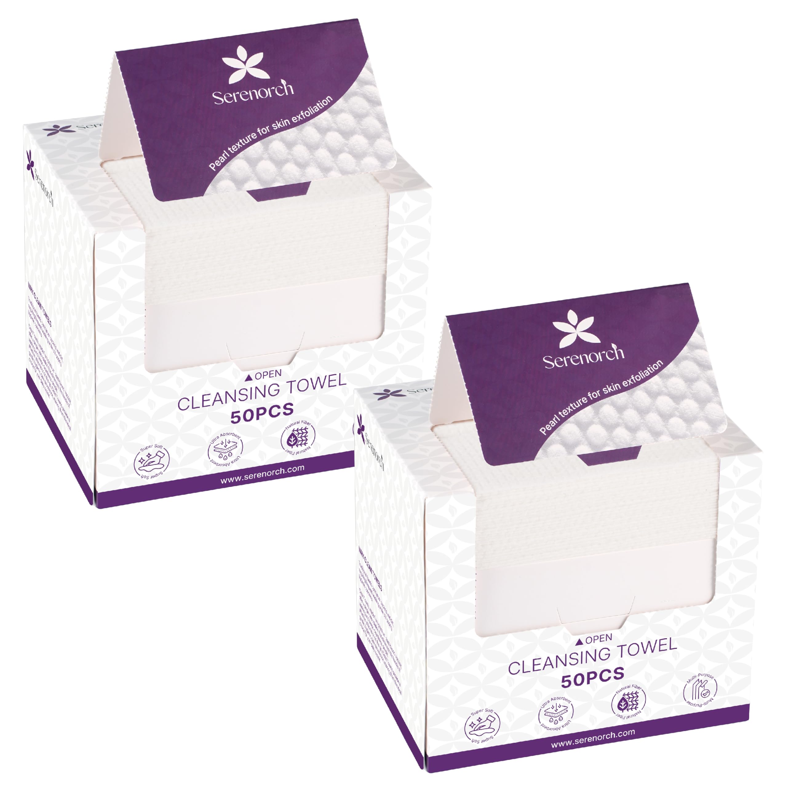 Serenorch XL Disposable Face Towels – Pearl Texture for Deep Cleansing (100 Count)