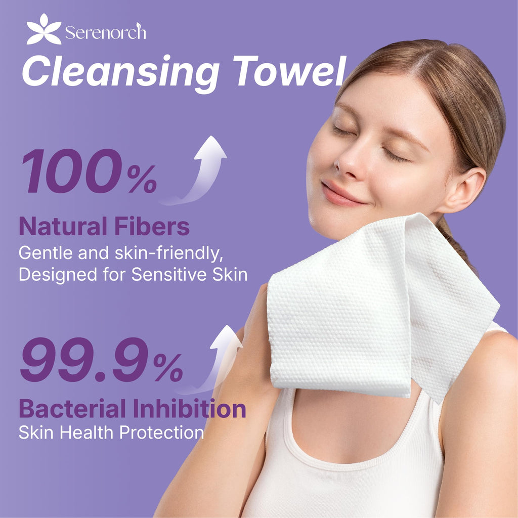 Serenorch Disposable Face Towels 10x12 — Pearl Texture, Ultra Soft, 200 Count