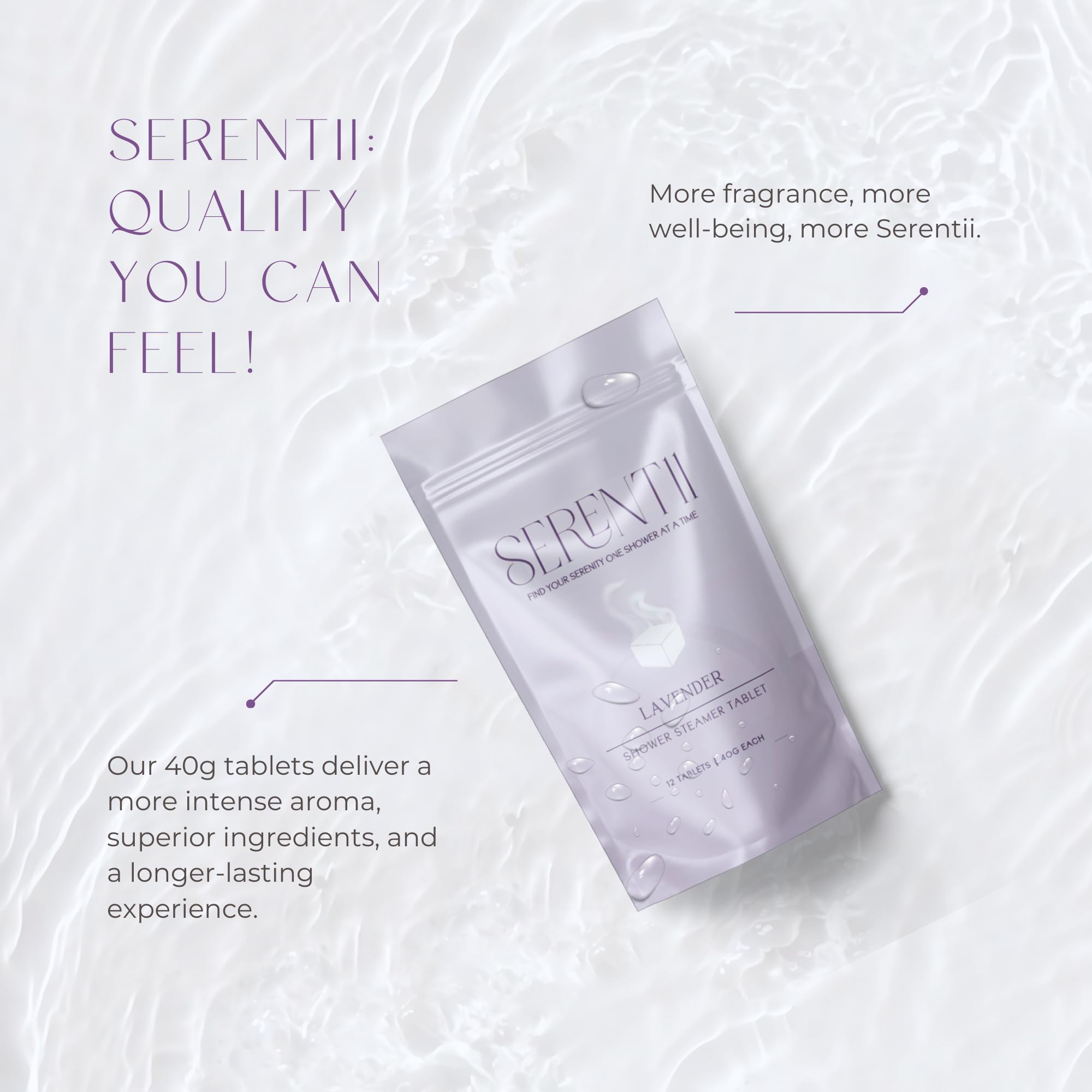 Serentii Shower Steamers Lavender – Aromatherapy Tablets for Relaxation | Individually Wrapped