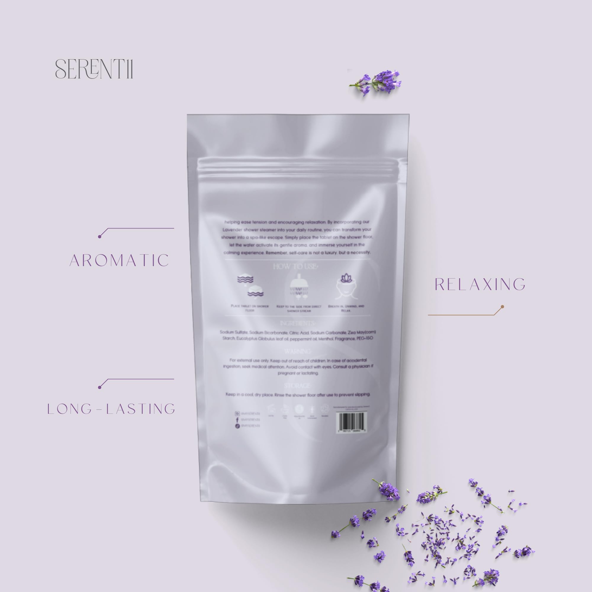 Serentii Shower Steamers Lavender – Aromatherapy Tablets for Relaxation | Individually Wrapped