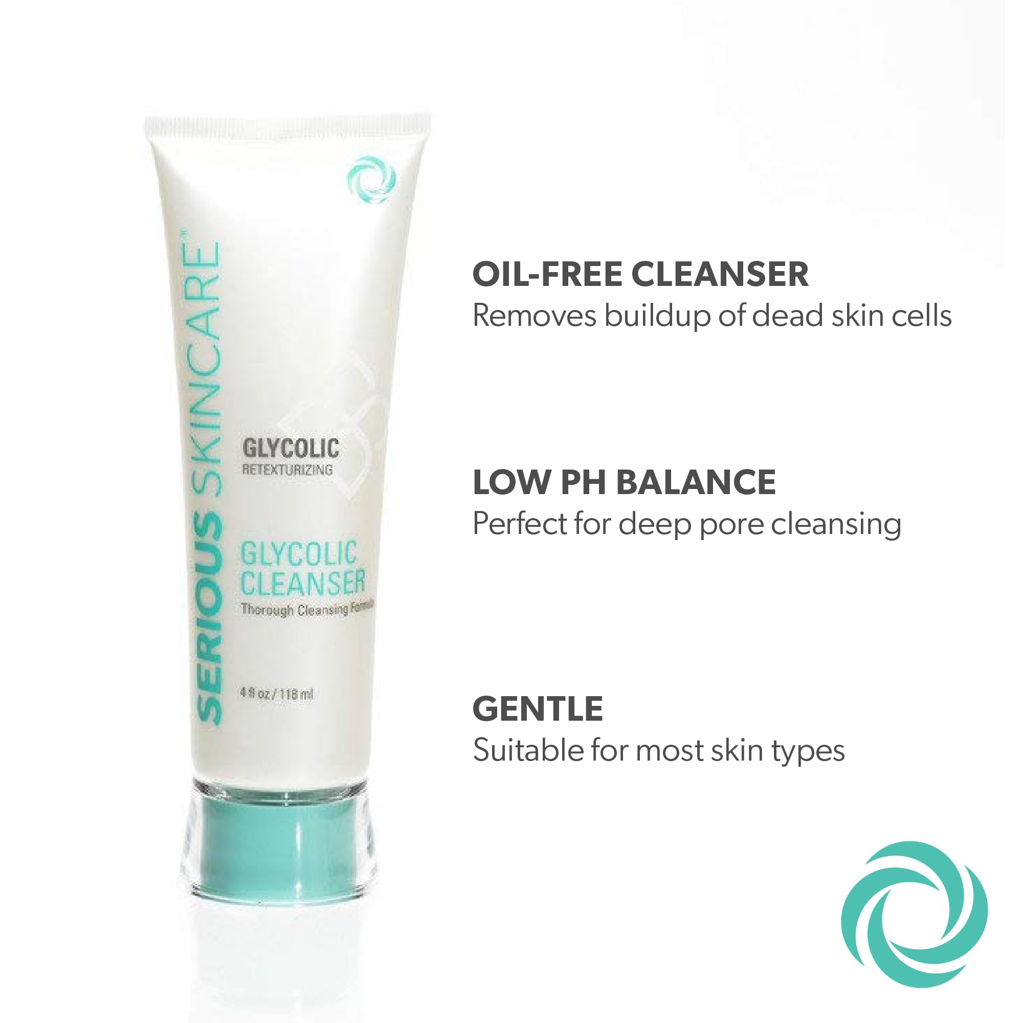 Serious Skincare Glycolic Cleanser – Daily Exfoliating Face Wash with 10% Glycolic