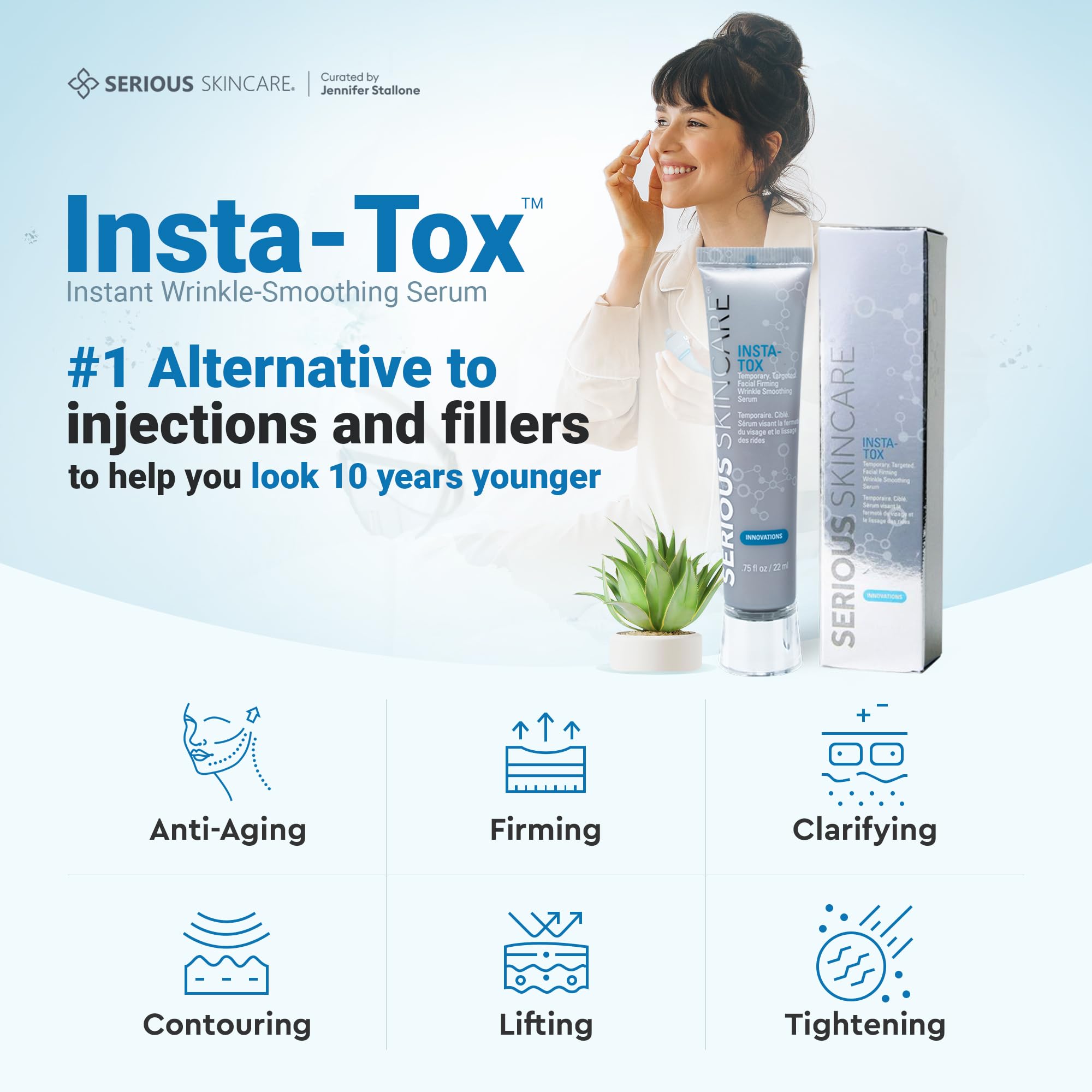 Serious Skincare INSTA-TOX Instant Wrinkle Filler – Quick Facial Tightening & Pore Blur 0.75 oz