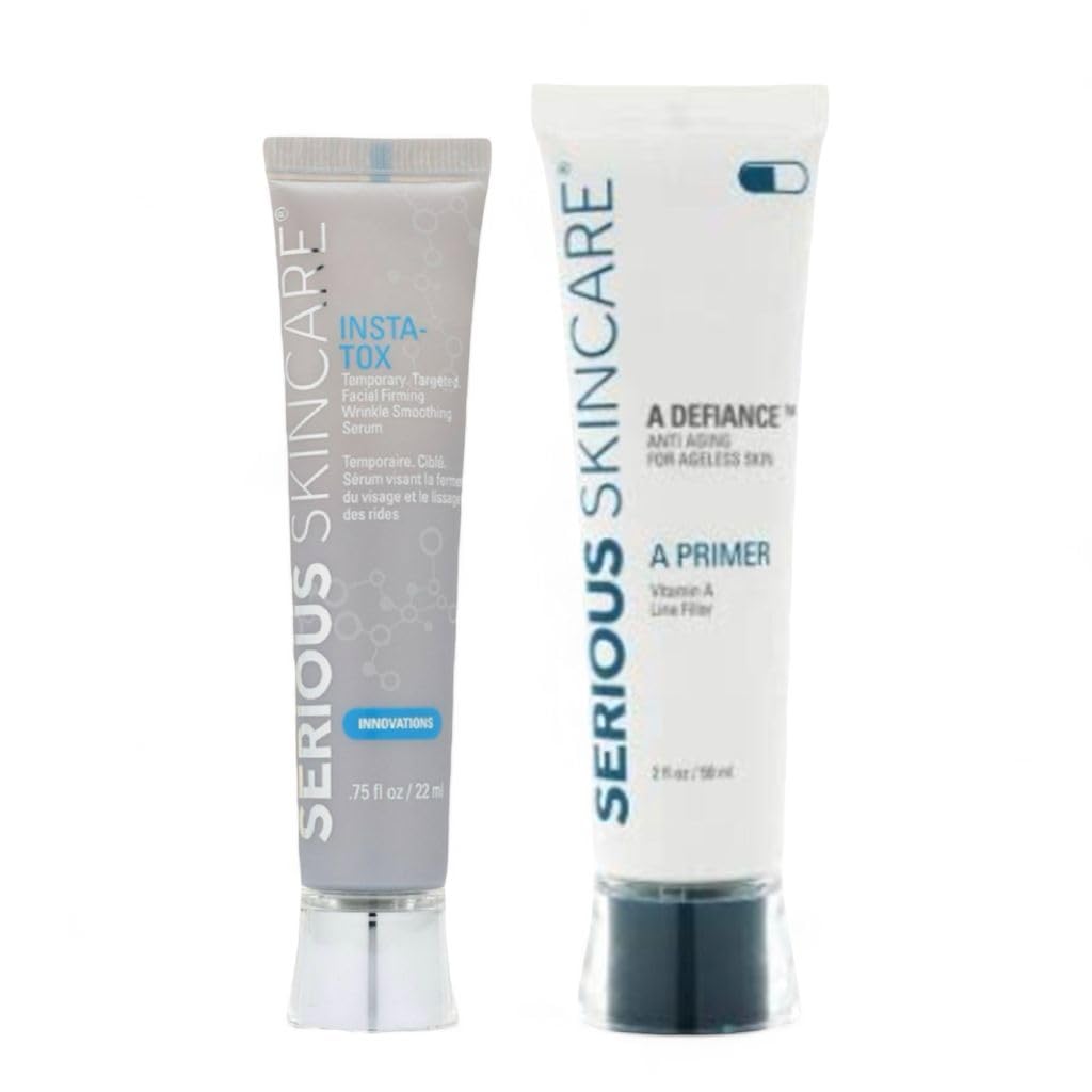 Serious Skincare INSTA-TOX Wrinkle Smoothing Serum .75oz + A Defiance Primer 2oz Duo