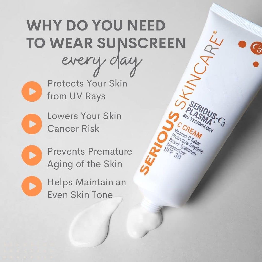 Serious Skincare Vitamin C SPF 30 Broad Spectrum Sunscreen Moisturizer for Face — Hydration, No White Cast