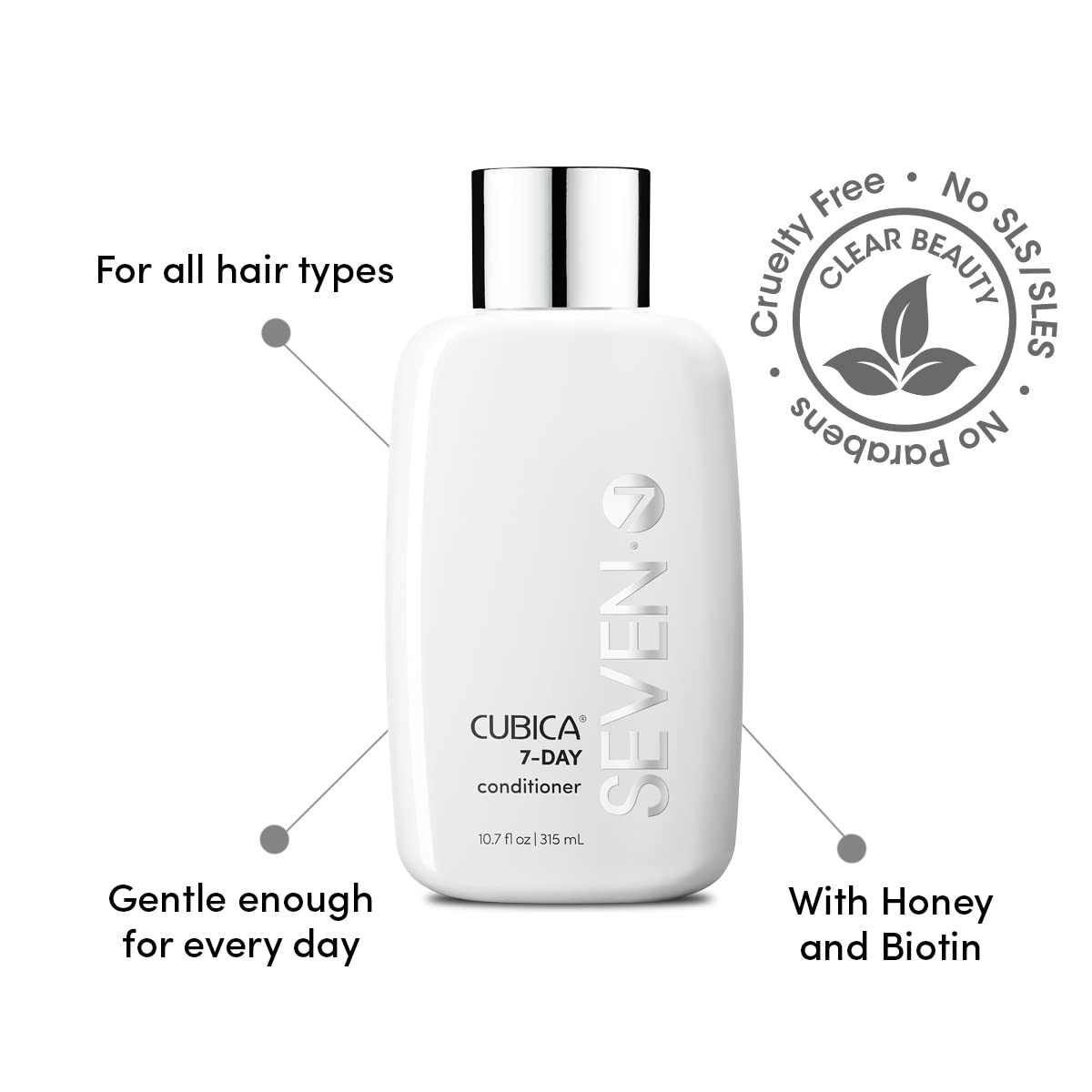 SEVEN Cubica 7-DAY Conditioner – Lightweight Detangler for All Hair Types | Made in USA 32 oz