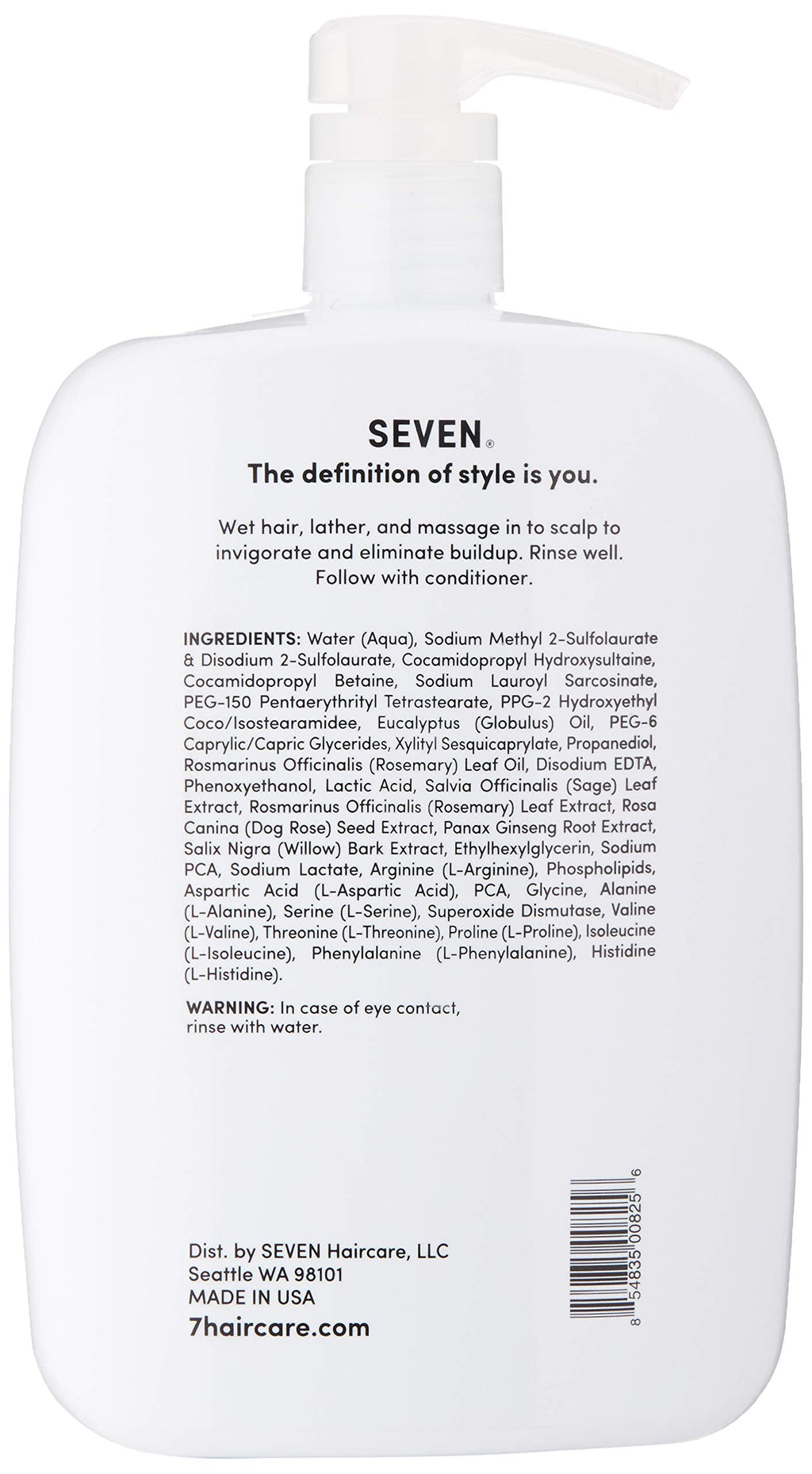 SEVEN Cubica Clarifying Shampoo – Scalp Detox, Rosemary & Eucalyptus, Sulfate Free, 32oz