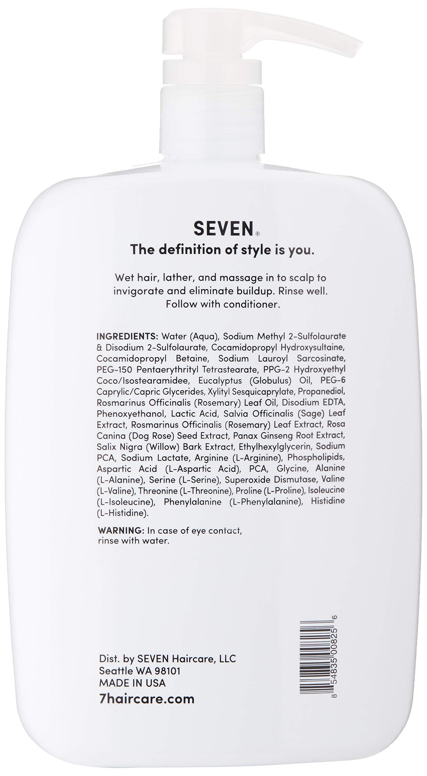 SEVEN Cubica Clarifying Shampoo – Scalp Detox, Rosemary & Eucalyptus, Sulfate Free, 32oz