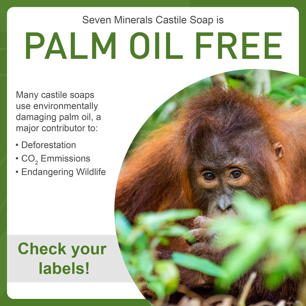Seven Minerals EWG Verified Castile Soap - 1 Gallon, Unscented, Palm Oil Free, Vegan & Non-GMO