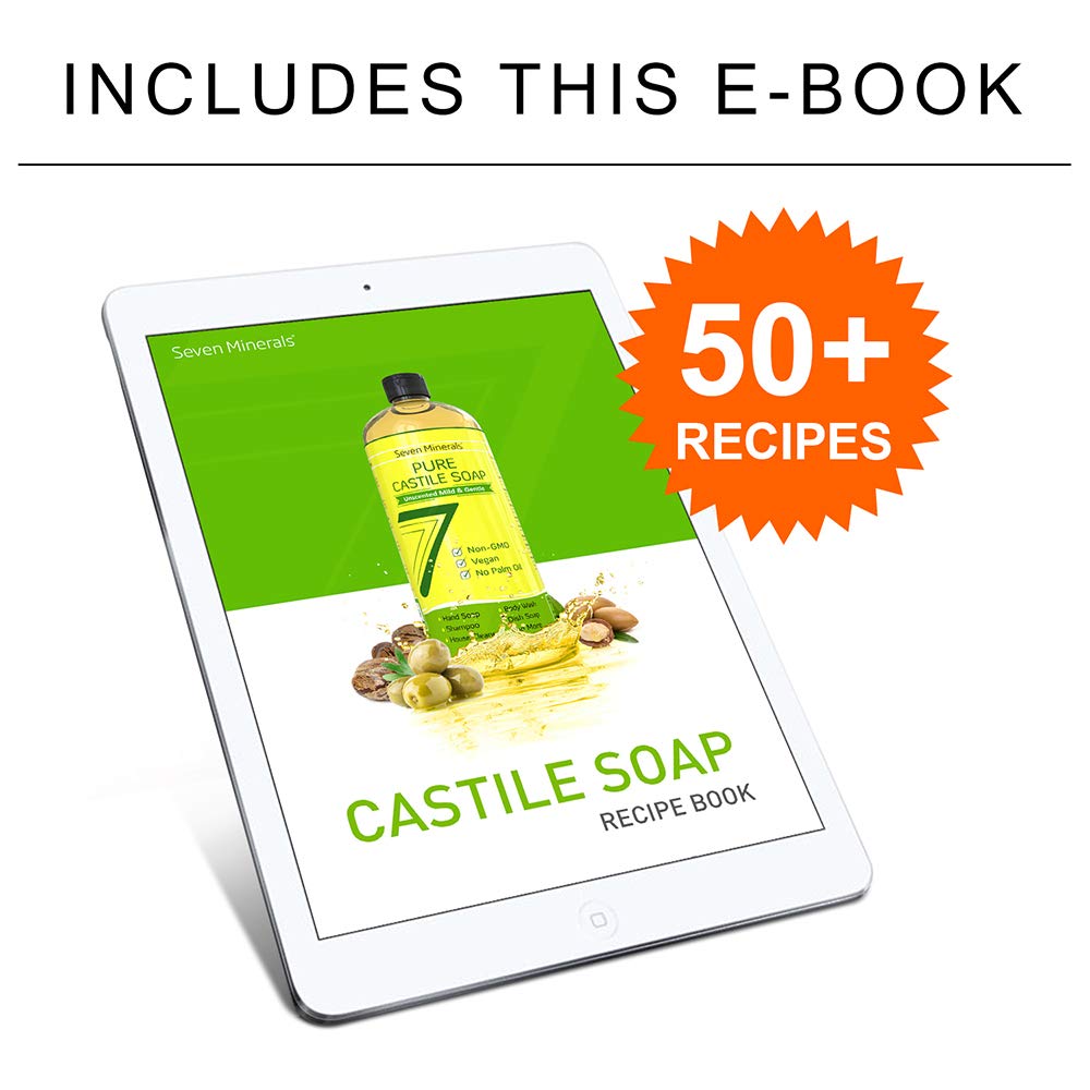 Seven Minerals EWG Verified Castile Soap - 1 Gallon, Unscented, Palm Oil Free, Vegan & Non-GMO